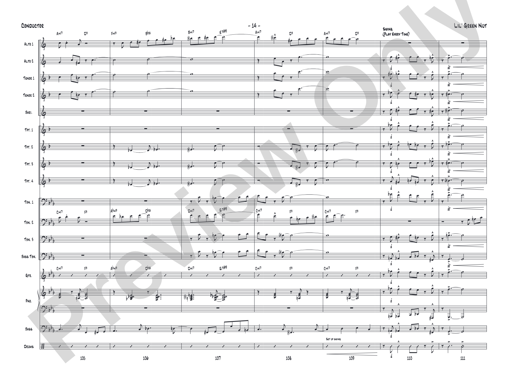 Lil' Green Nut: Jazz Ensemble Conductor Score & Parts
