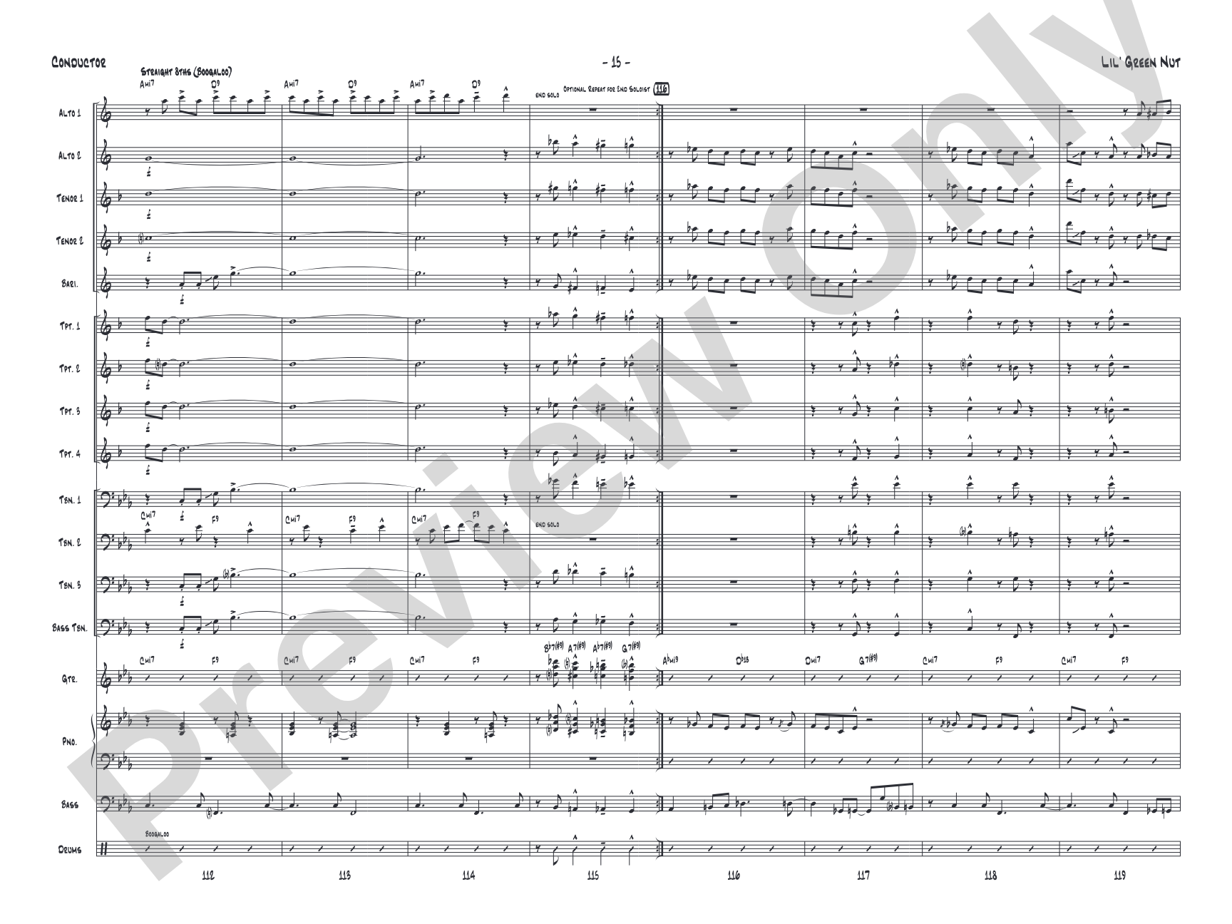 Lil' Green Nut: Jazz Ensemble Conductor Score & Parts