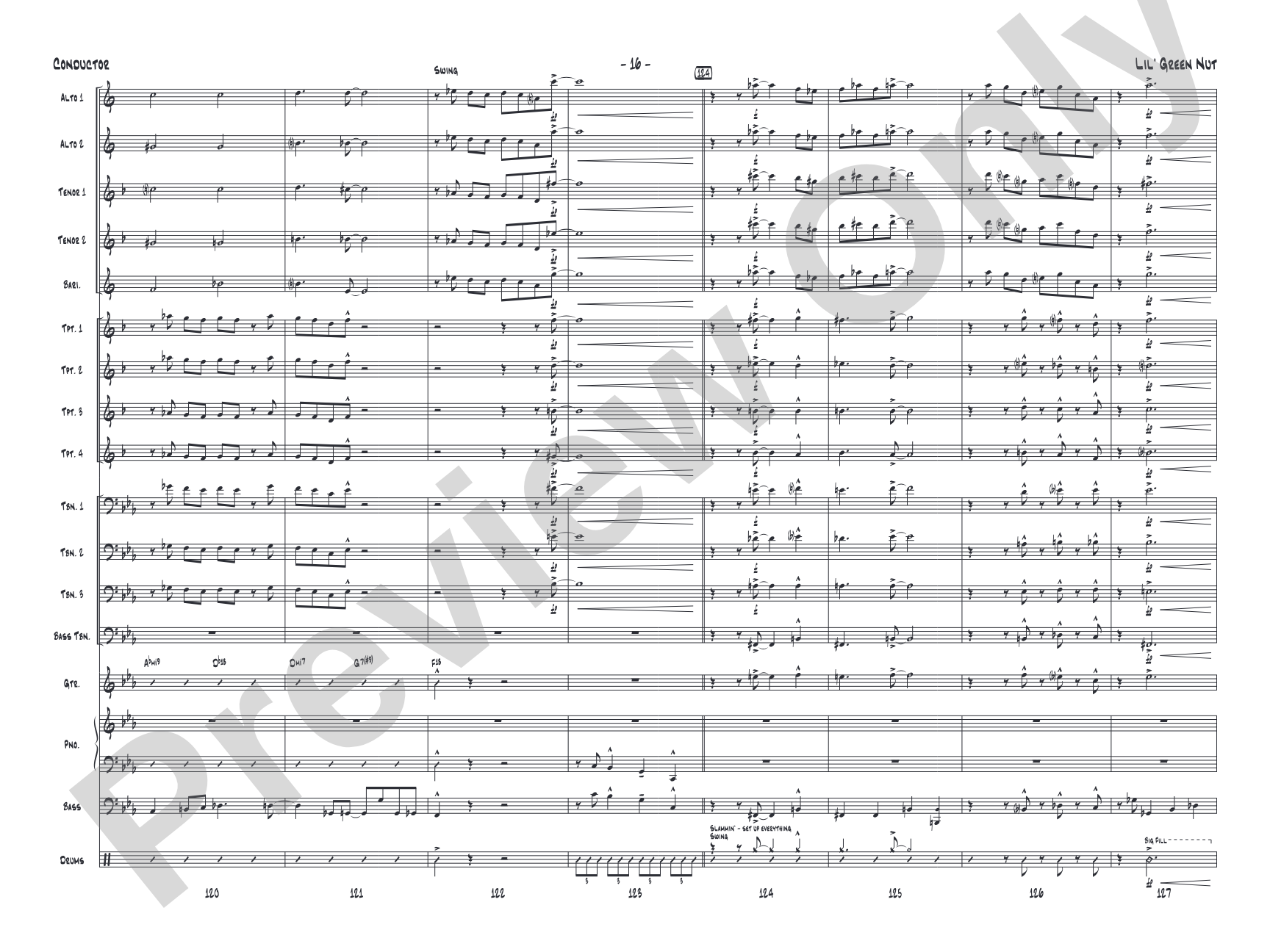 Lil' Green Nut: Jazz Ensemble Conductor Score & Parts