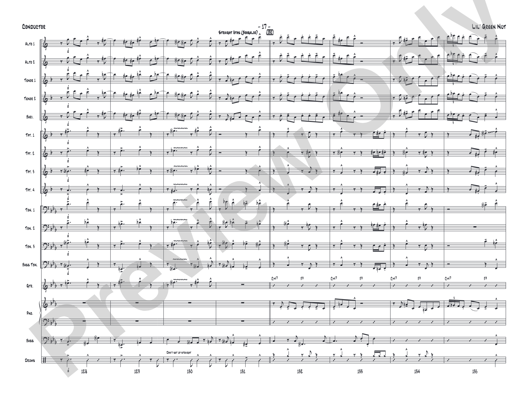 Lil' Green Nut: Jazz Ensemble Conductor Score & Parts