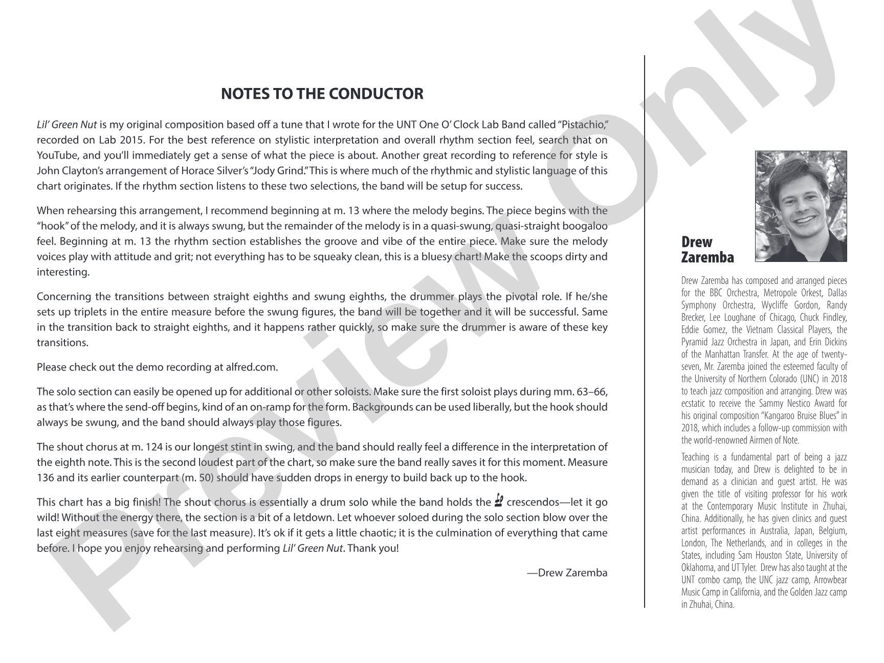 Lil' Green Nut: Jazz Ensemble Conductor Score & Parts
