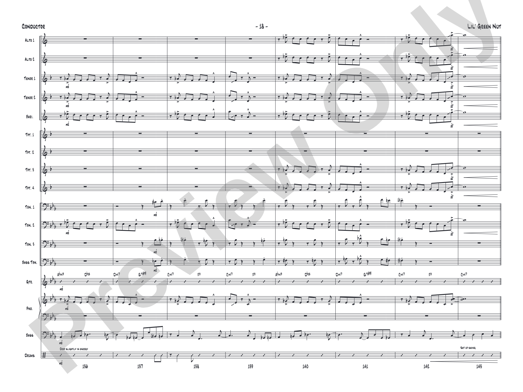 Lil' Green Nut: Jazz Ensemble Conductor Score & Parts