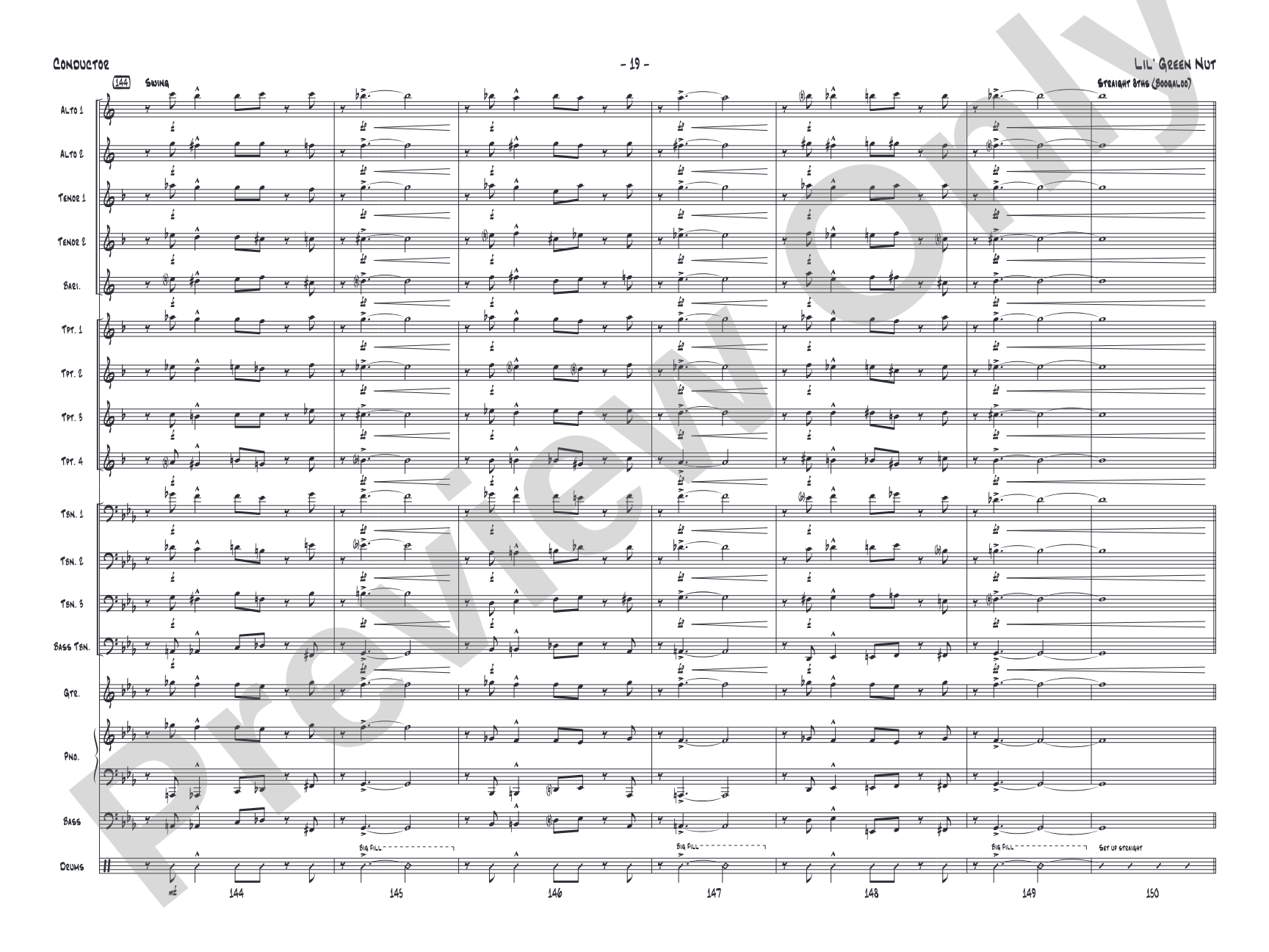 Lil' Green Nut: Jazz Ensemble Conductor Score & Parts