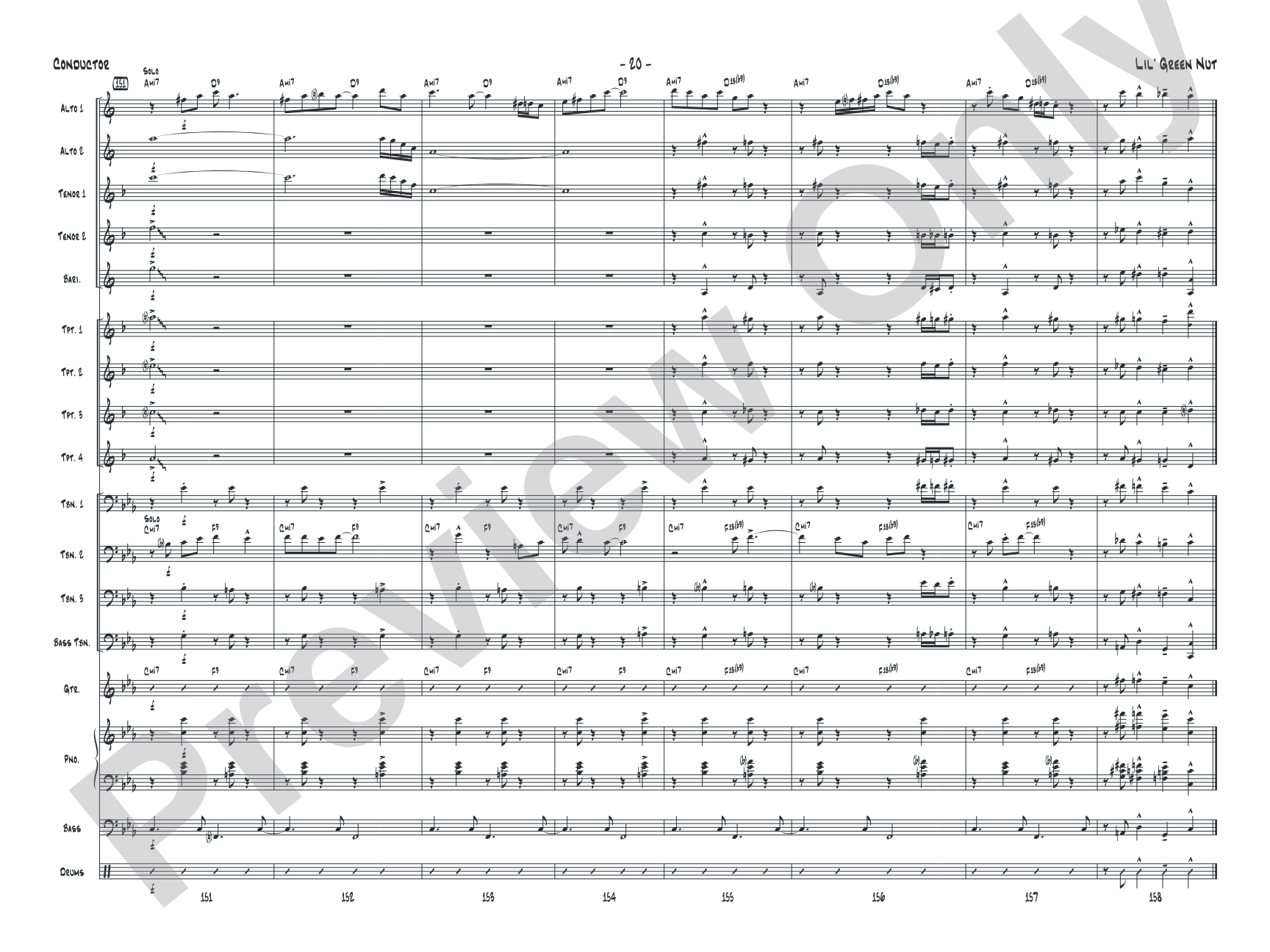 Lil' Green Nut: Jazz Ensemble Conductor Score & Parts