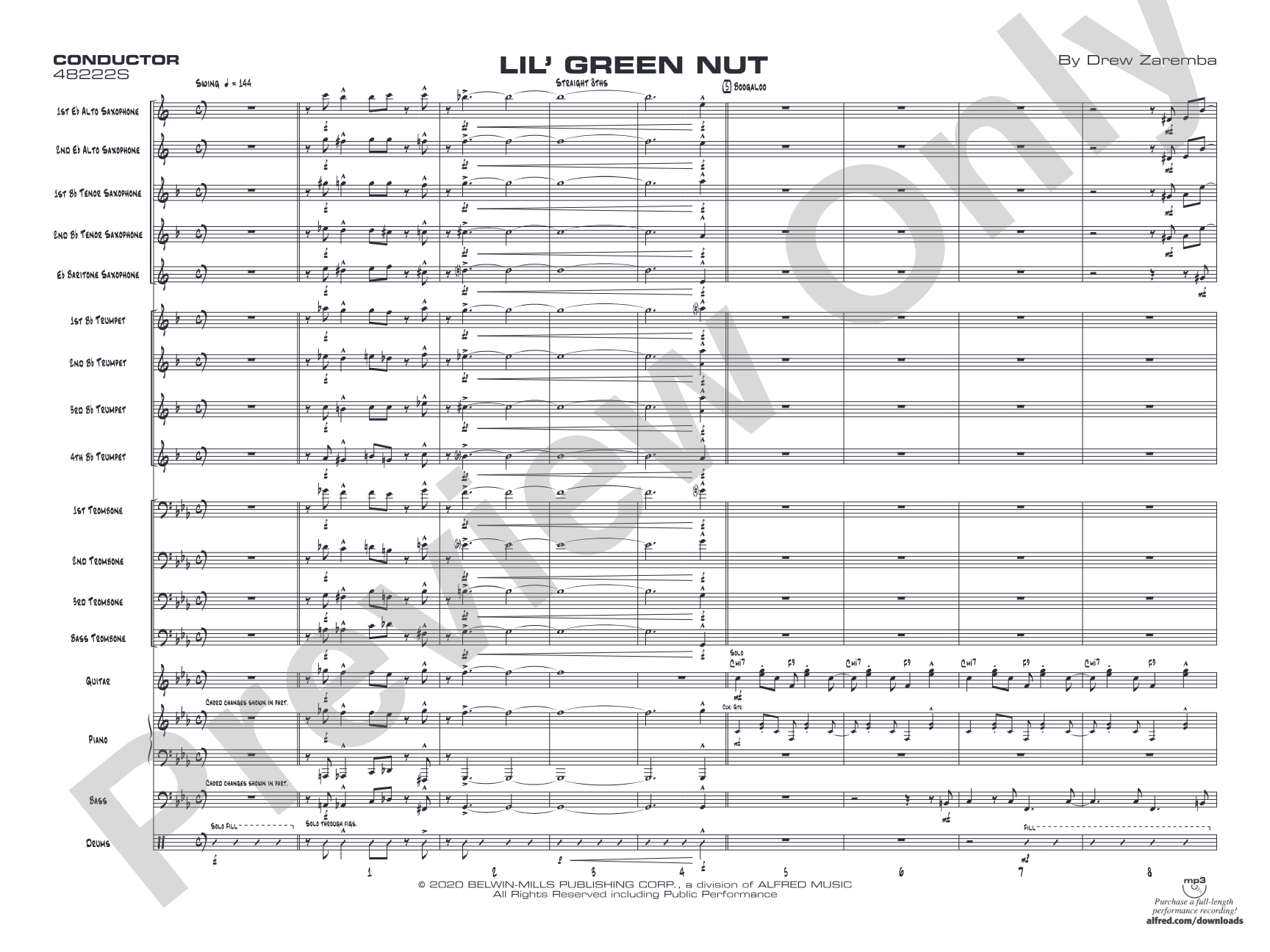 Lil' Green Nut: Jazz Ensemble Conductor Score & Parts