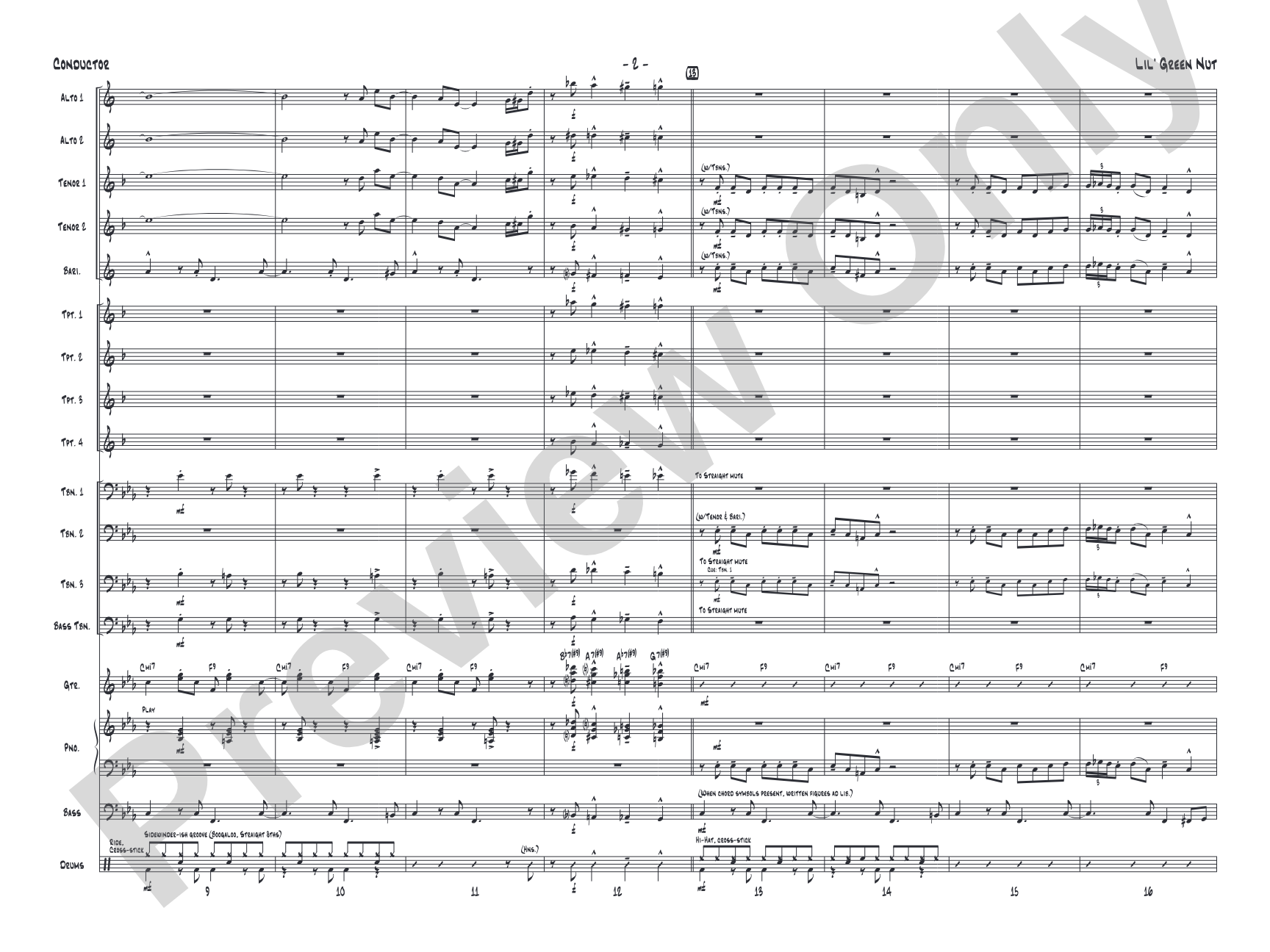 Lil' Green Nut: Jazz Ensemble Conductor Score & Parts