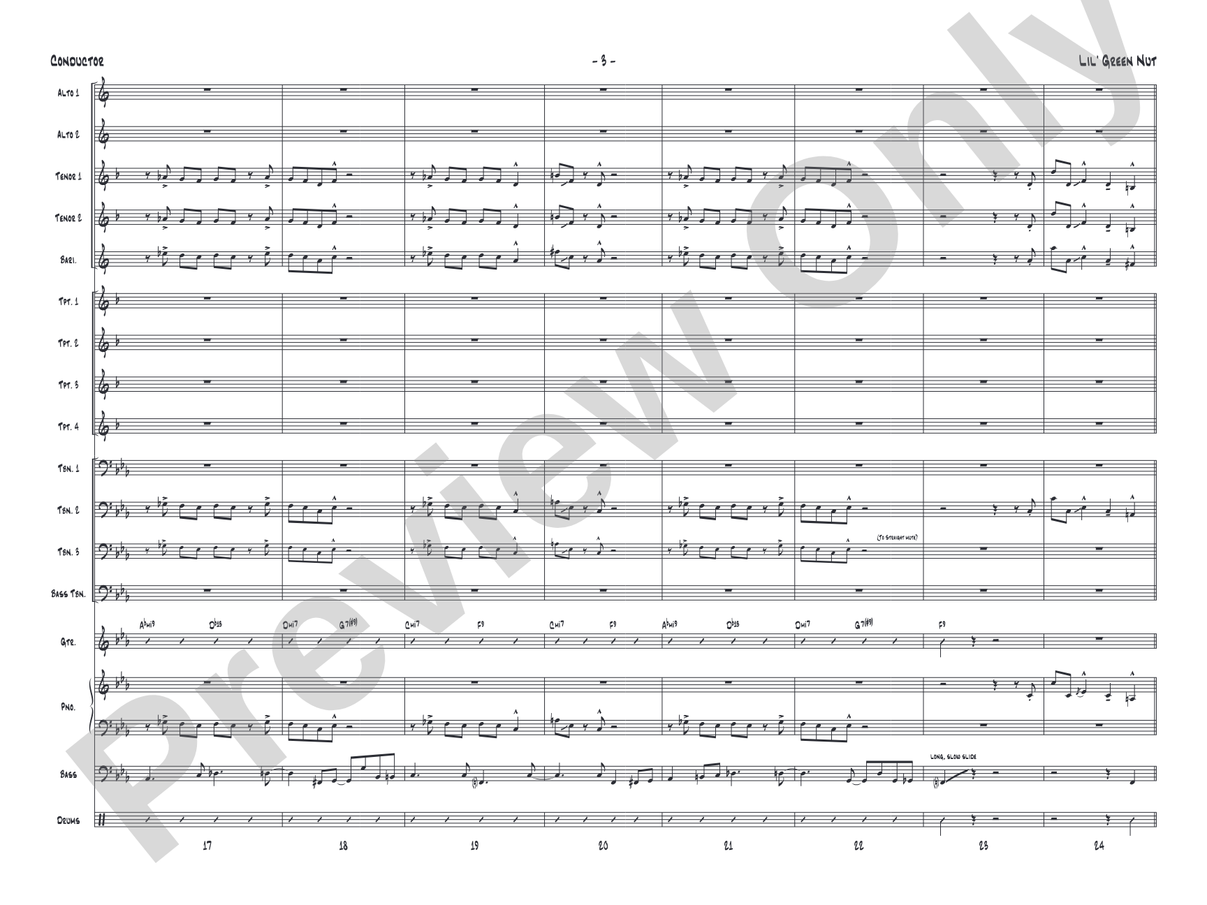 Lil' Green Nut: Jazz Ensemble Conductor Score & Parts
