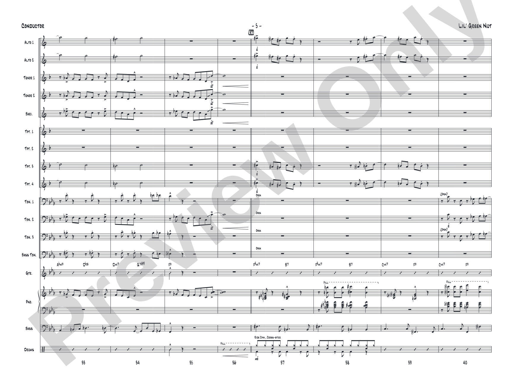 Lil' Green Nut: Jazz Ensemble Conductor Score & Parts
