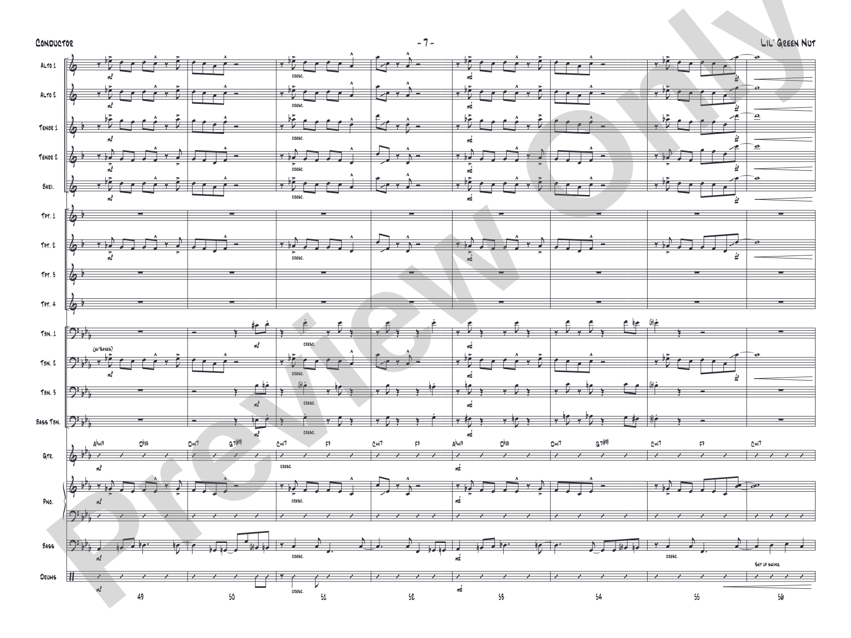Lil' Green Nut: Jazz Ensemble Conductor Score & Parts