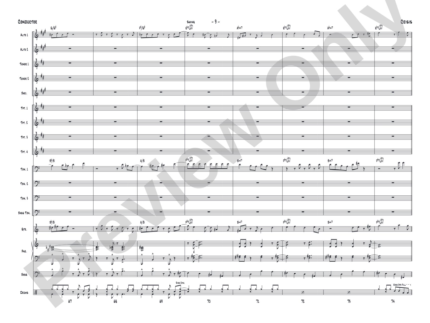 Crisis: Jazz Ensemble Conductor Score & Parts