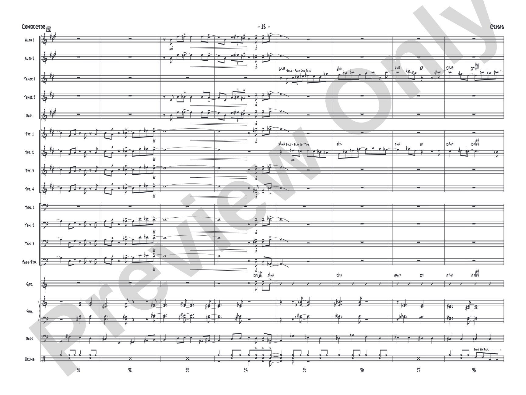 Crisis: Jazz Ensemble Conductor Score & Parts