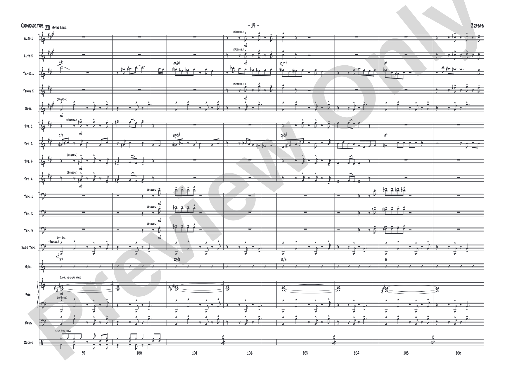 Crisis: Jazz Ensemble Conductor Score & Parts