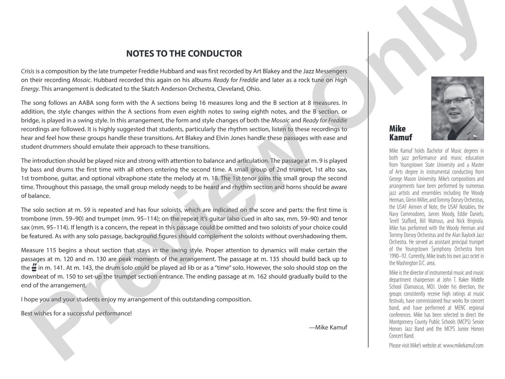 Crisis: Jazz Ensemble Conductor Score & Parts