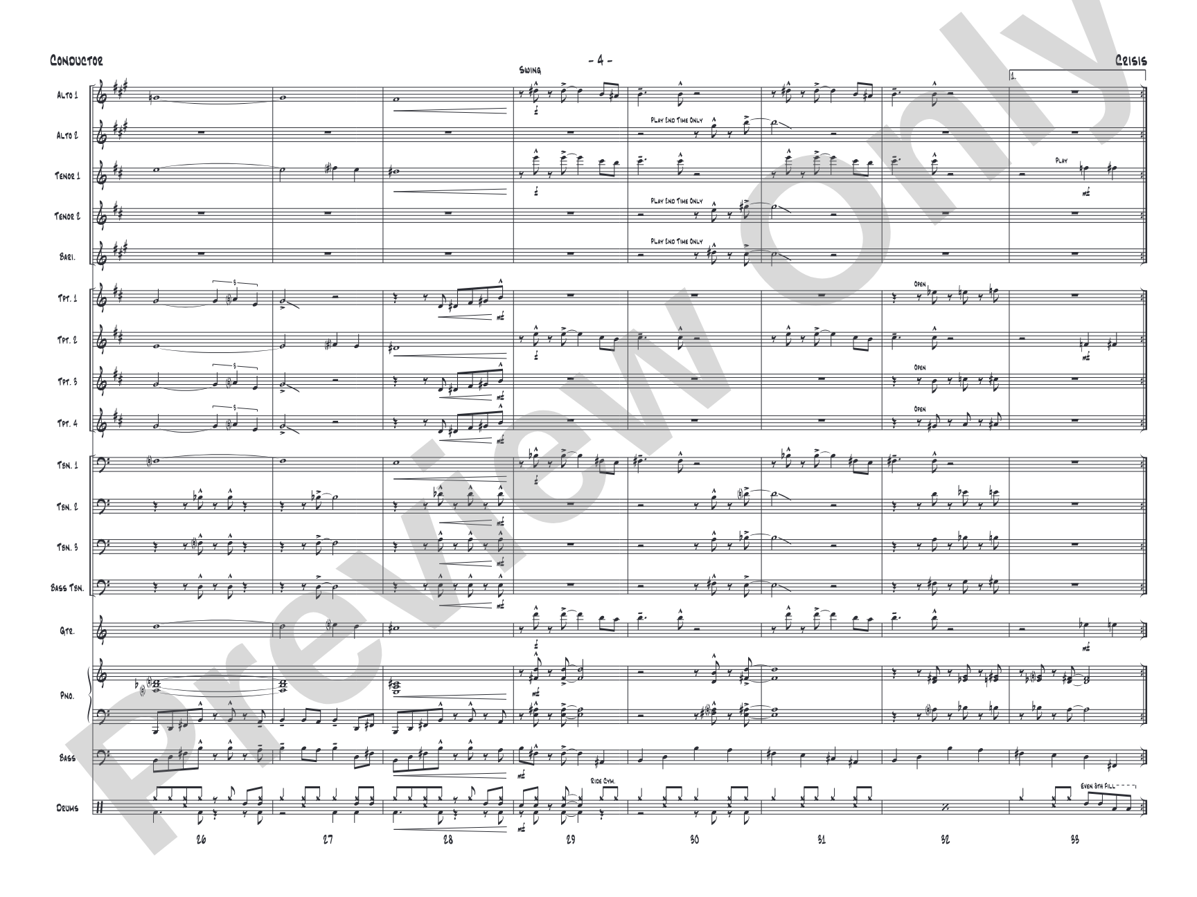 Crisis: Jazz Ensemble Conductor Score & Parts