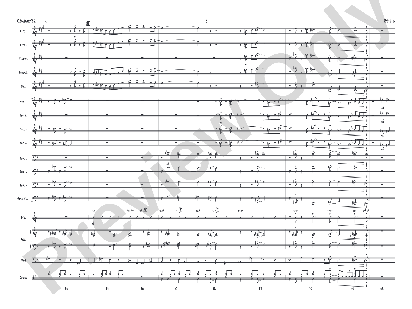 Crisis: Jazz Ensemble Conductor Score & Parts