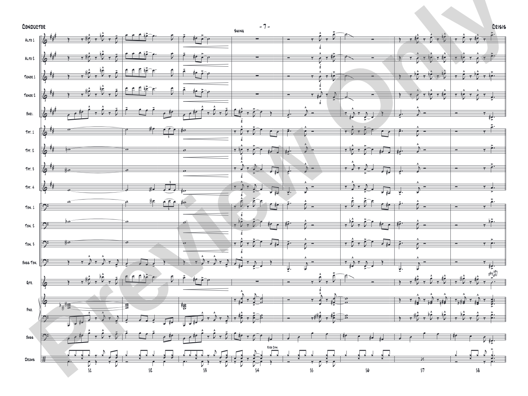 Crisis: Jazz Ensemble Conductor Score & Parts