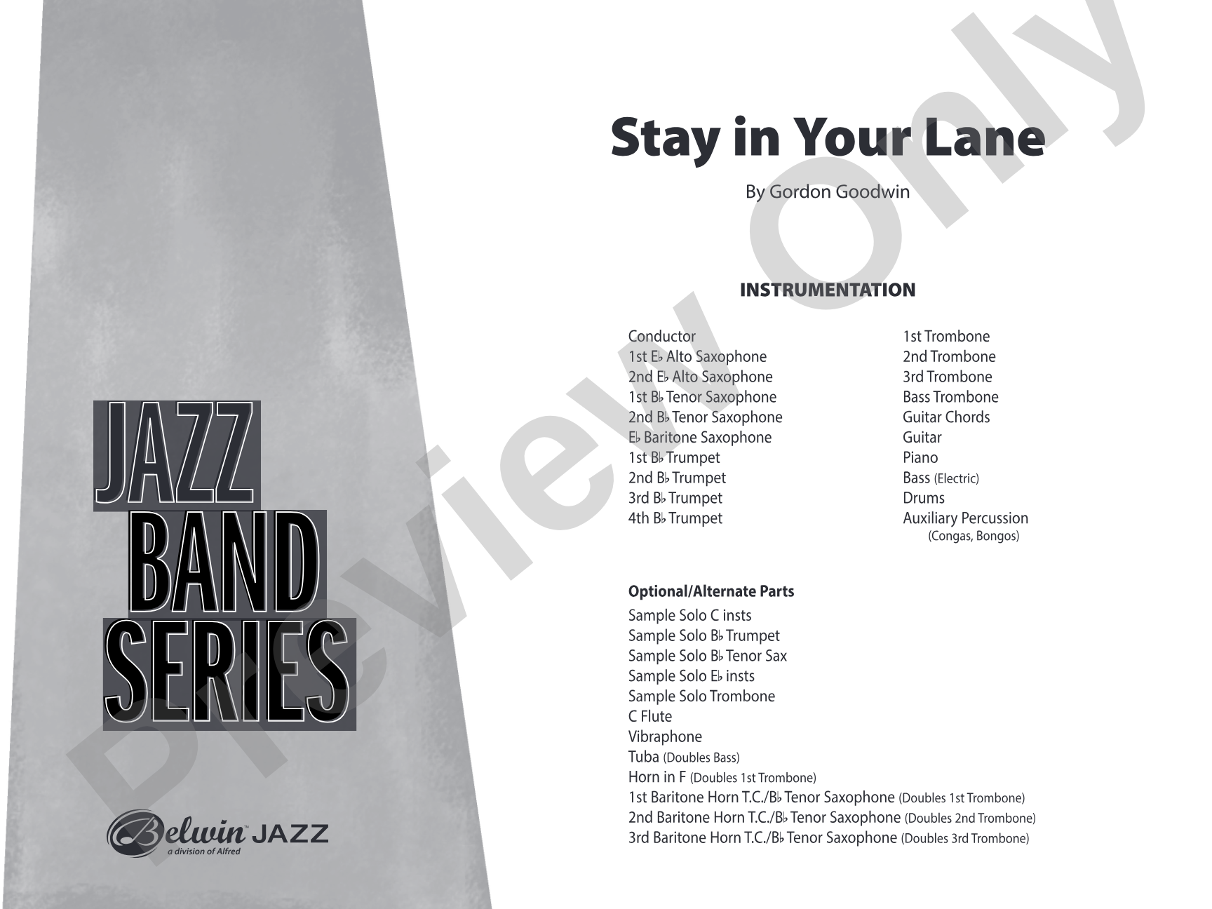 Stay in Your Lane: Jazz Ensemble Conductor Score & Parts