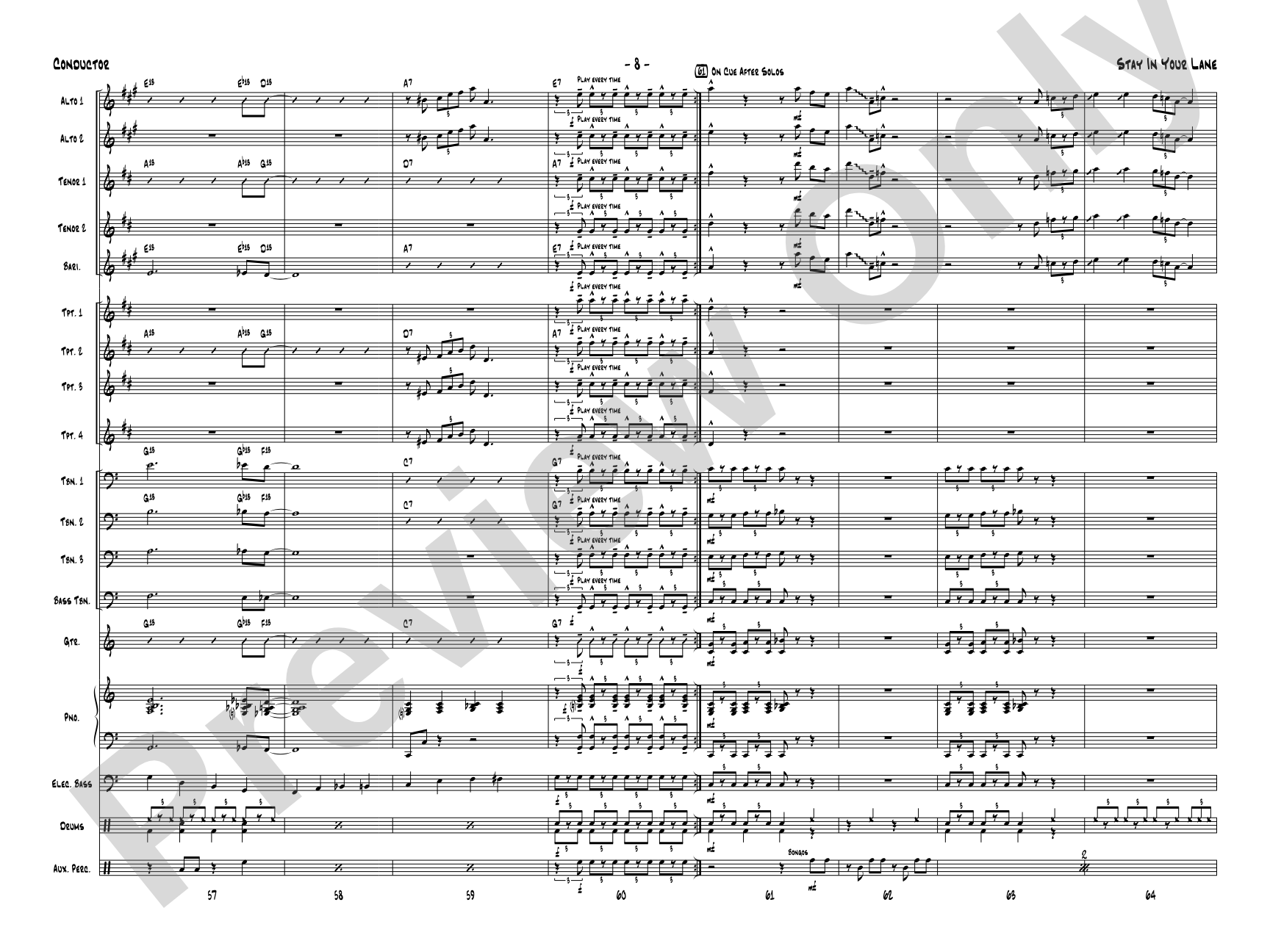 Stay in Your Lane: Jazz Ensemble Conductor Score & Parts