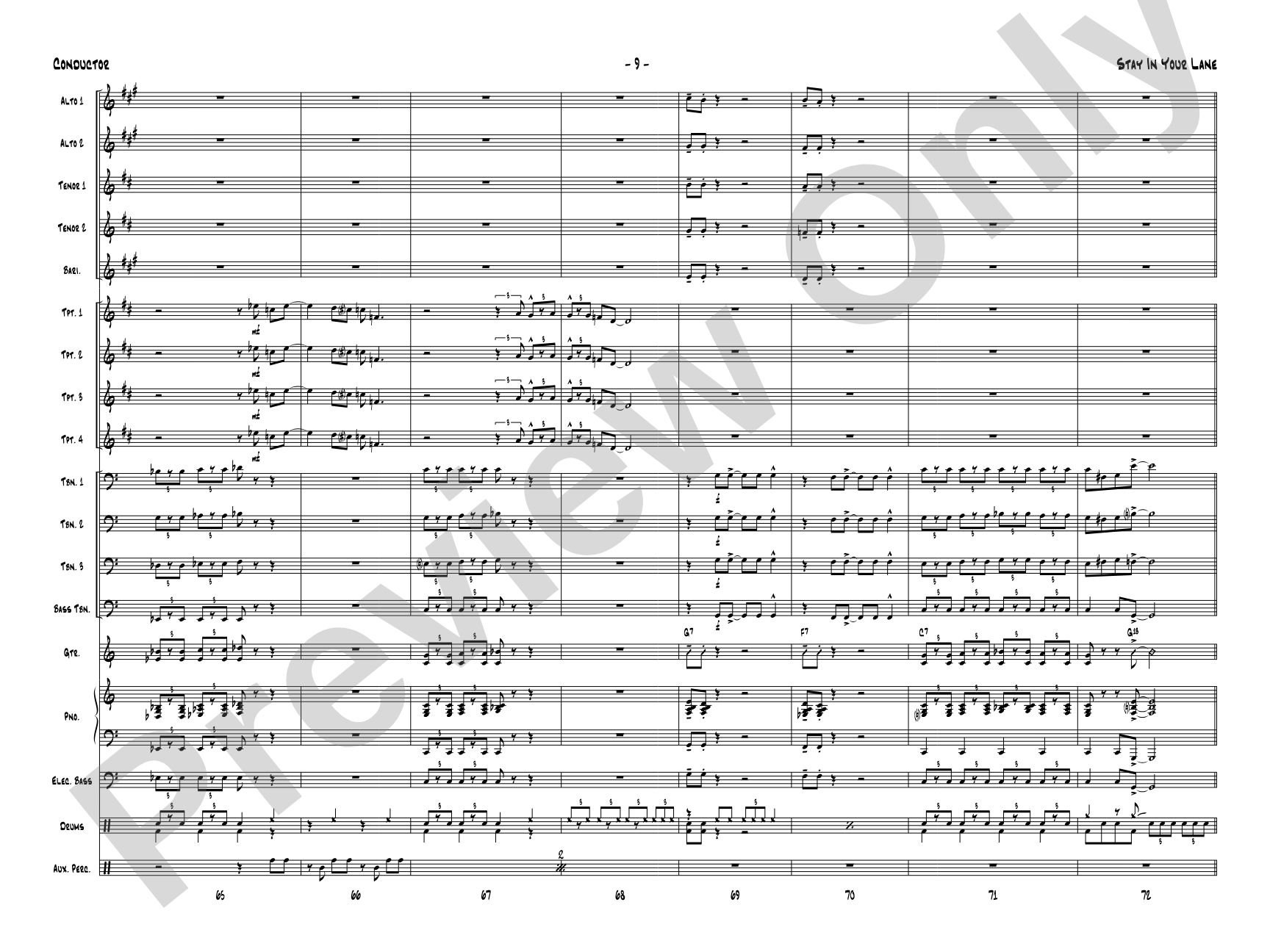 Stay in Your Lane: Jazz Ensemble Conductor Score & Parts