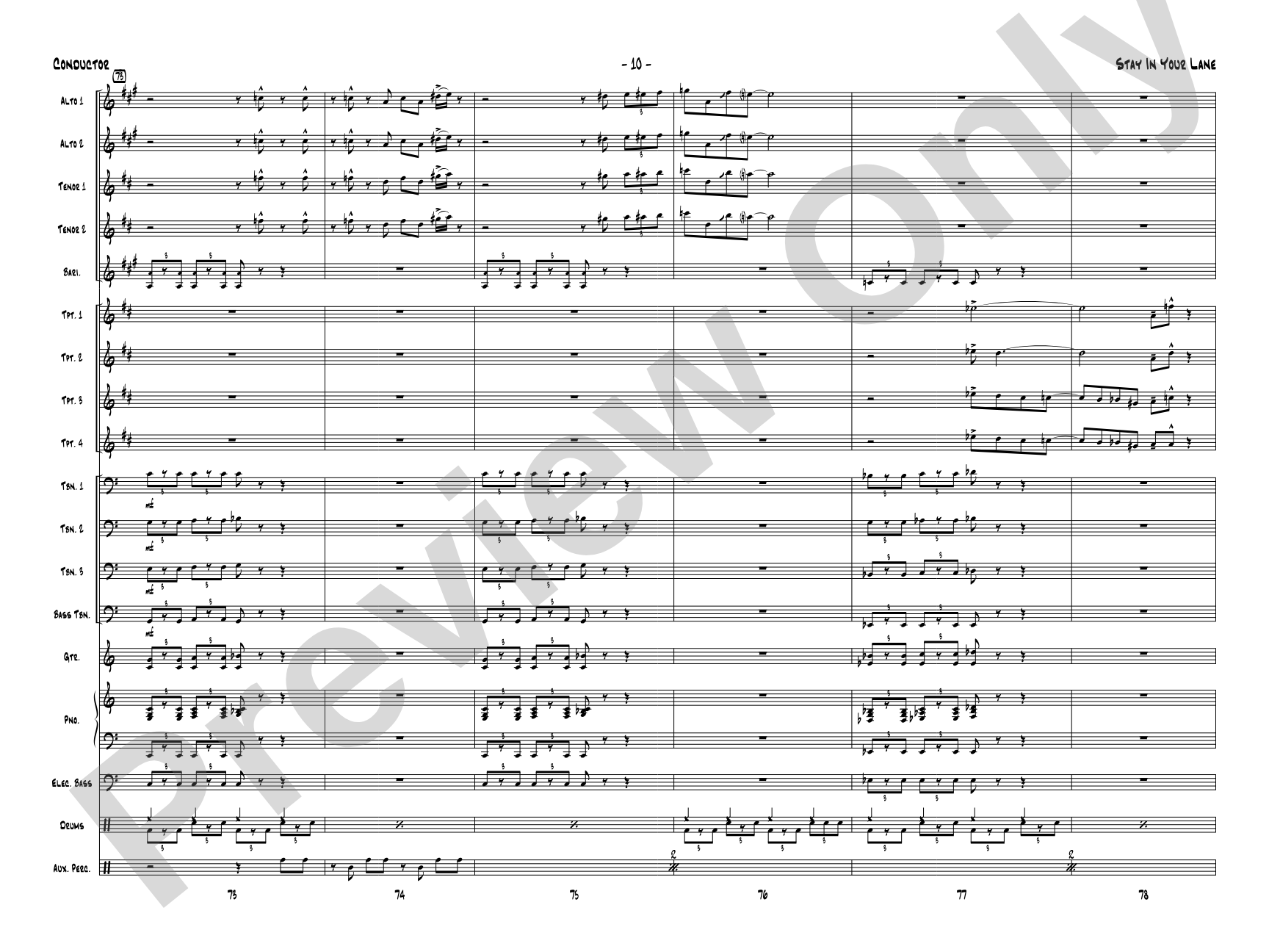 Stay in Your Lane: Jazz Ensemble Conductor Score & Parts