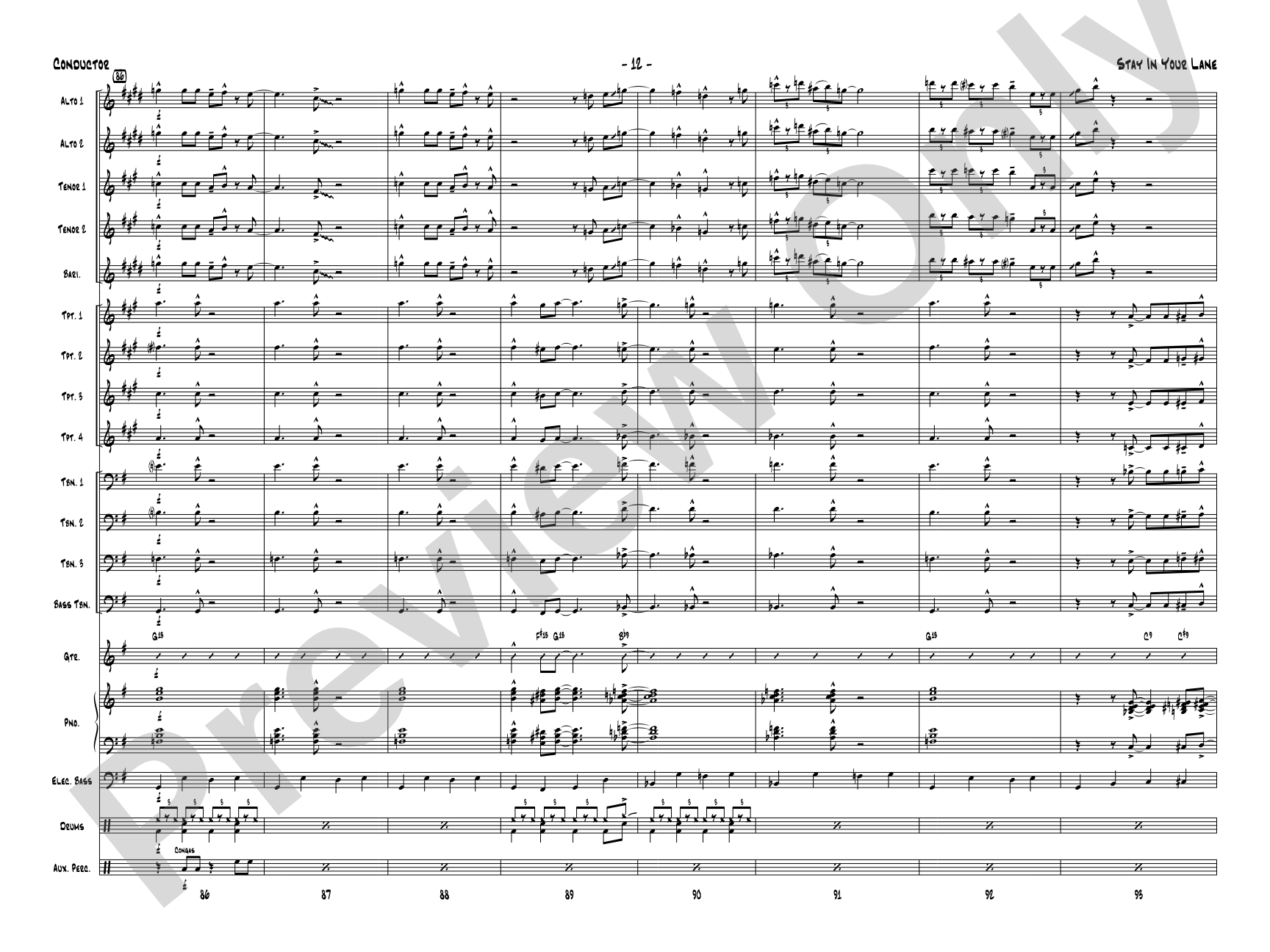 Stay in Your Lane: Jazz Ensemble Conductor Score & Parts