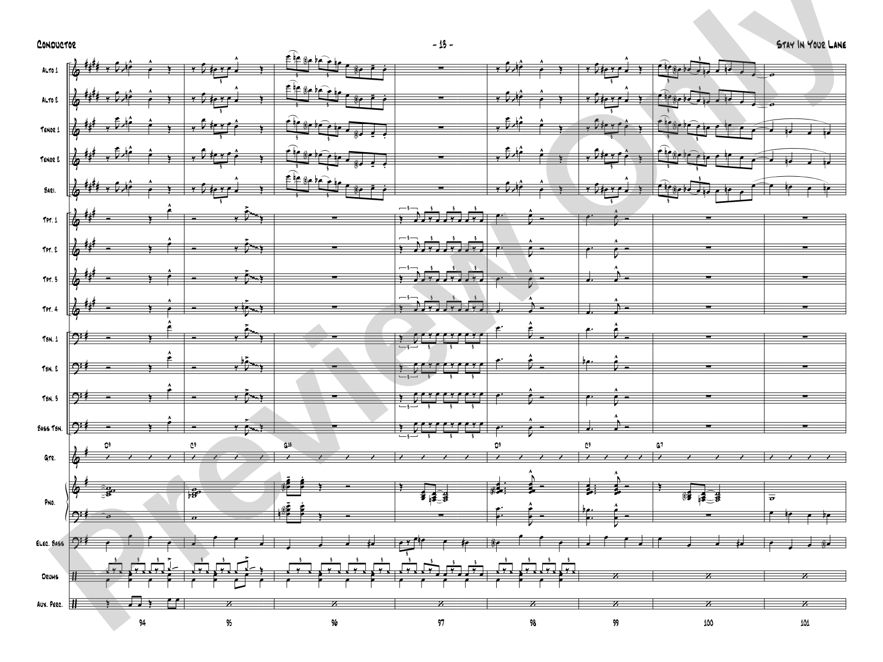 Stay in Your Lane: Jazz Ensemble Conductor Score & Parts