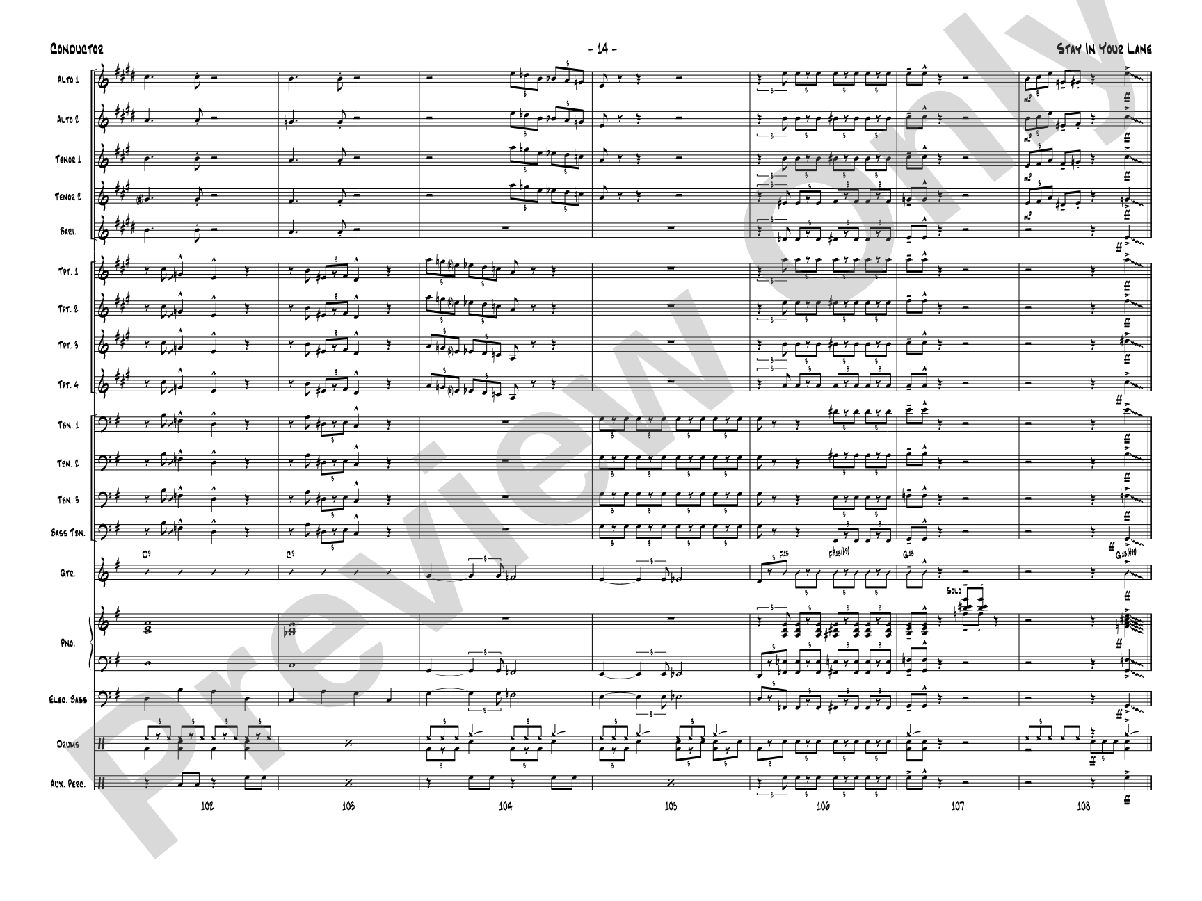 Stay in Your Lane: Jazz Ensemble Conductor Score & Parts