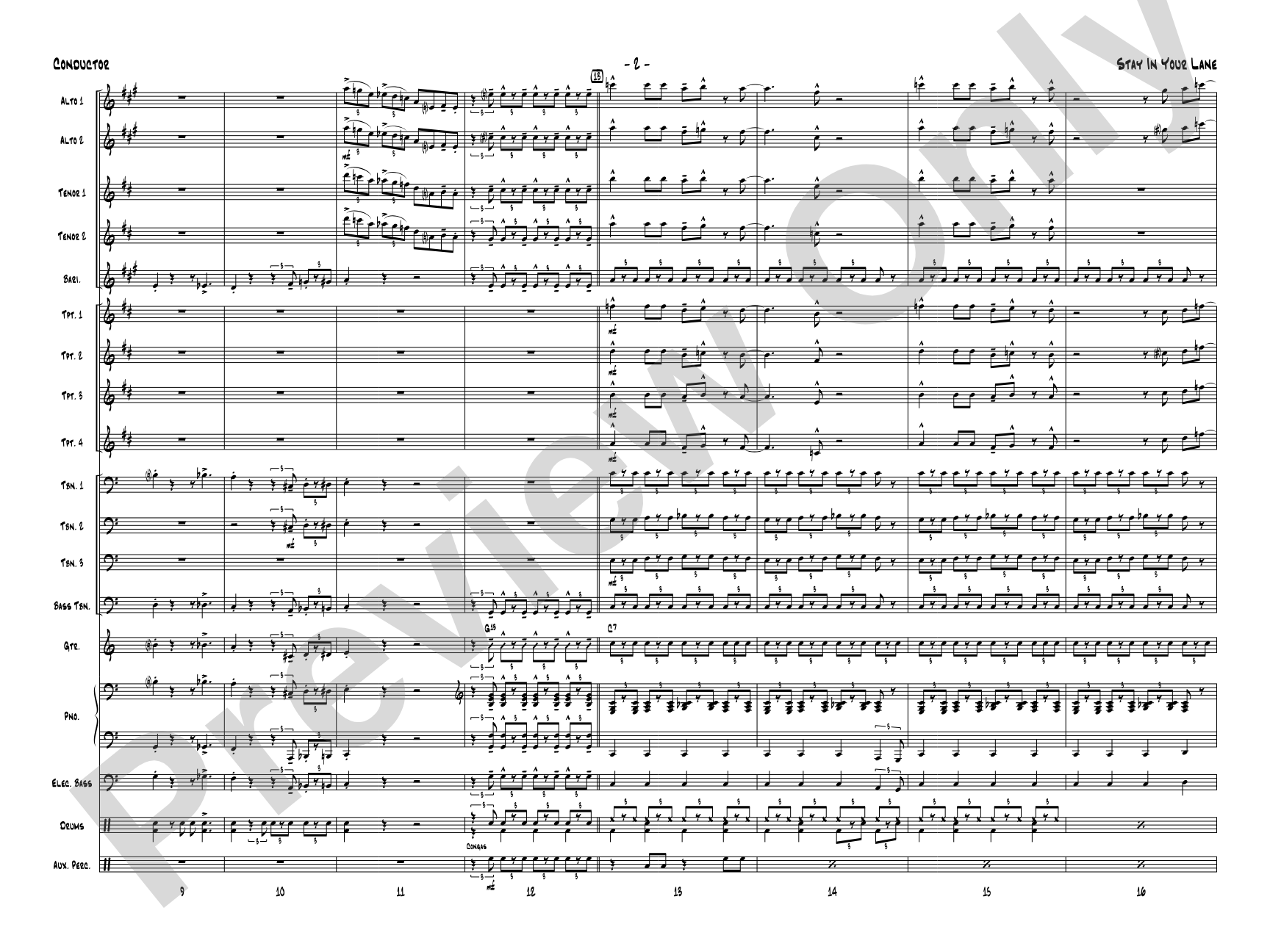 Stay in Your Lane: Jazz Ensemble Conductor Score & Parts