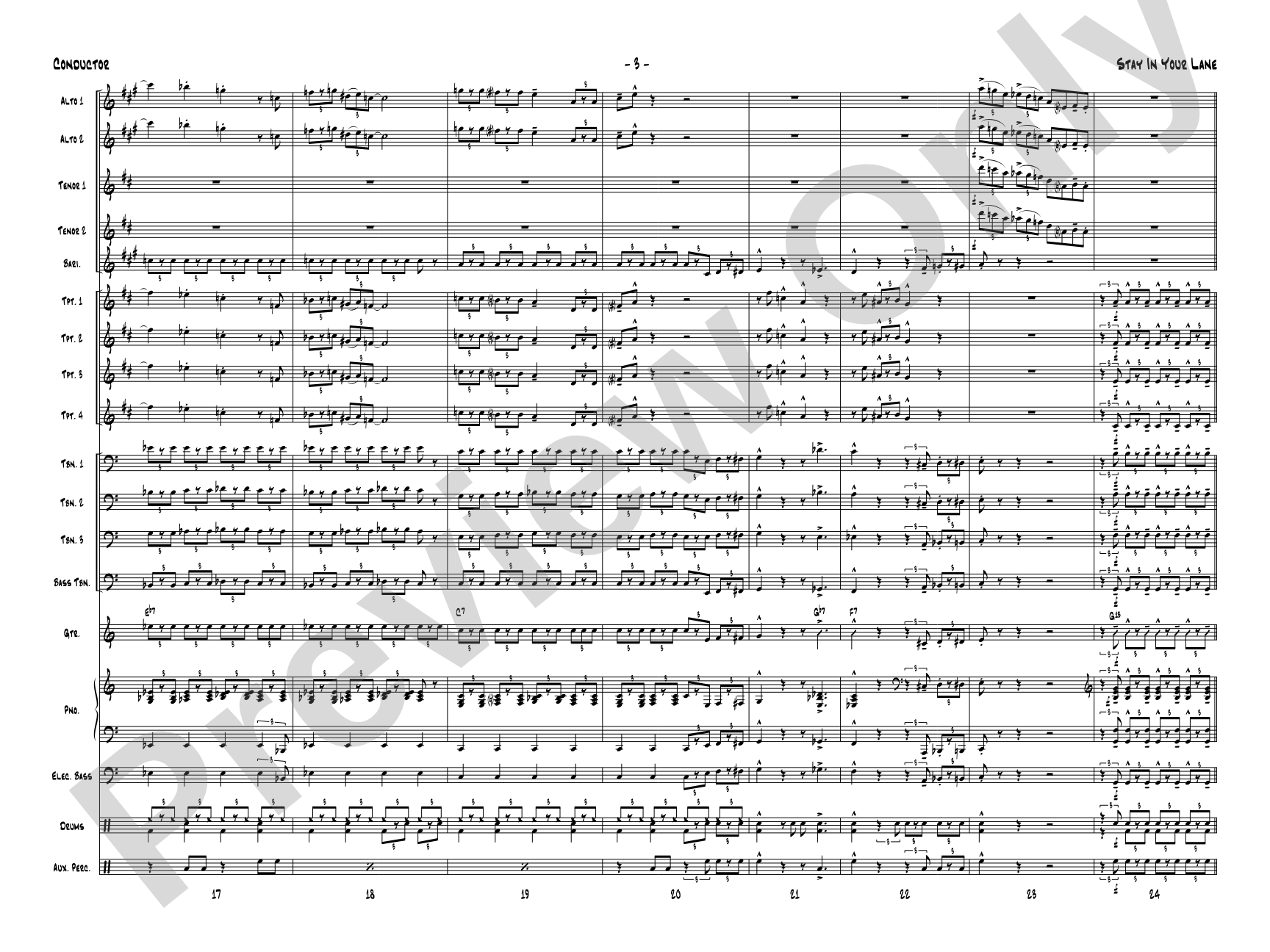 Stay in Your Lane: Jazz Ensemble Conductor Score & Parts