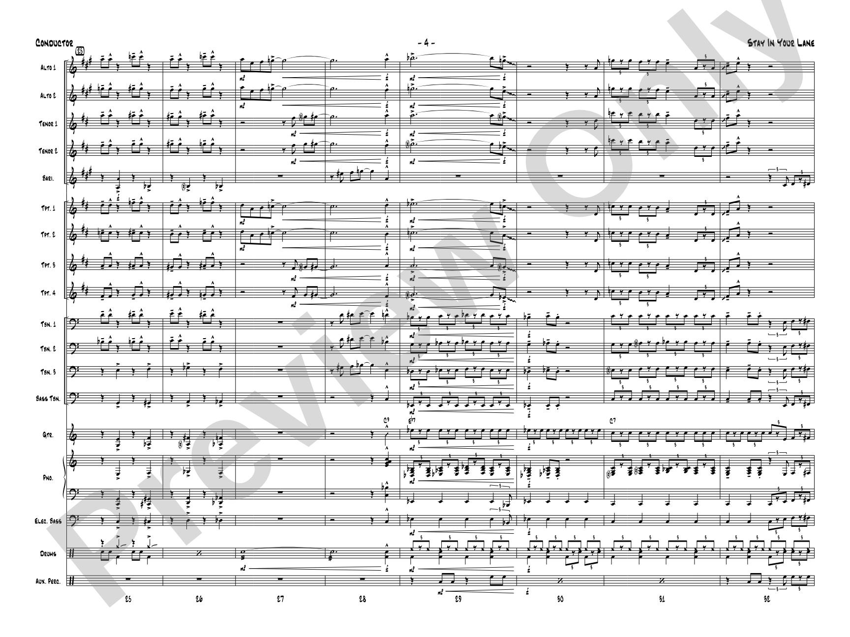 Stay in Your Lane: Jazz Ensemble Conductor Score & Parts