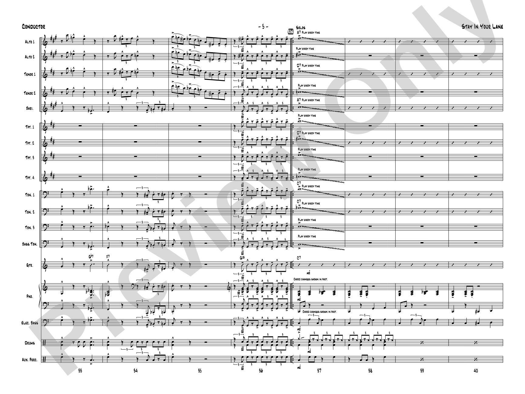 Stay in Your Lane: Jazz Ensemble Conductor Score & Parts