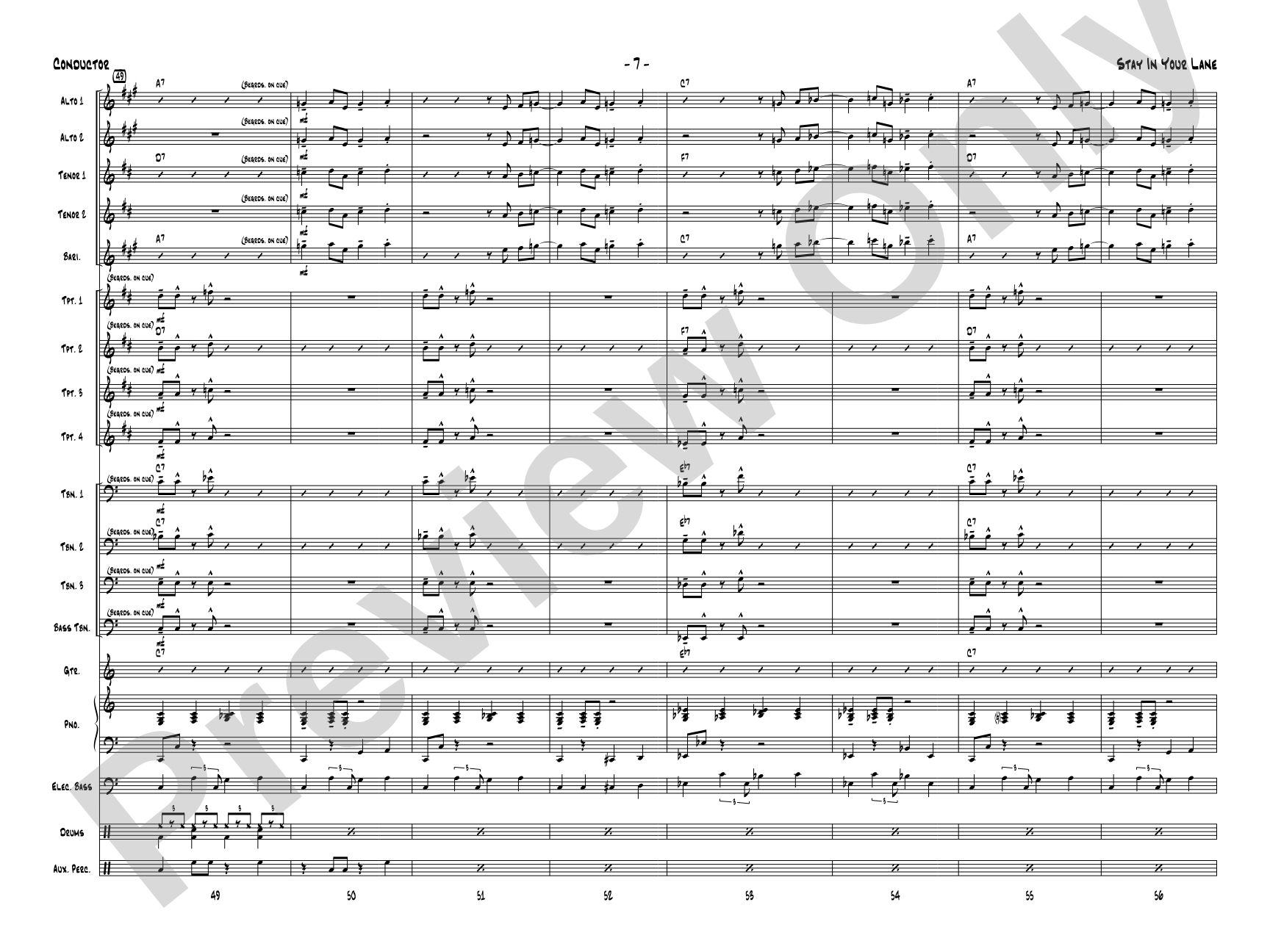 Stay in Your Lane: Jazz Ensemble Conductor Score & Parts
