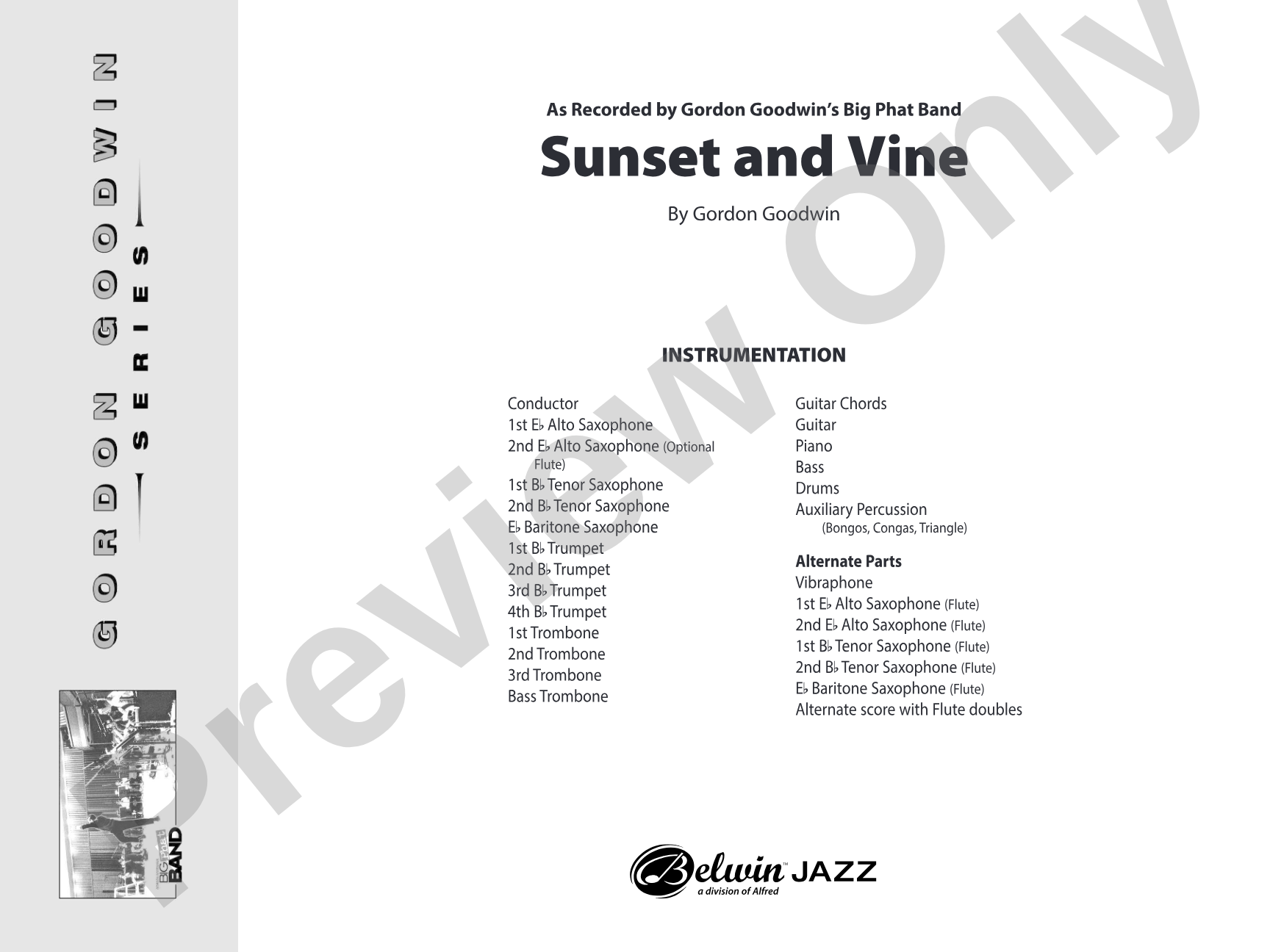 Sunset and Vine: Jazz Ensemble Conductor Score & Parts