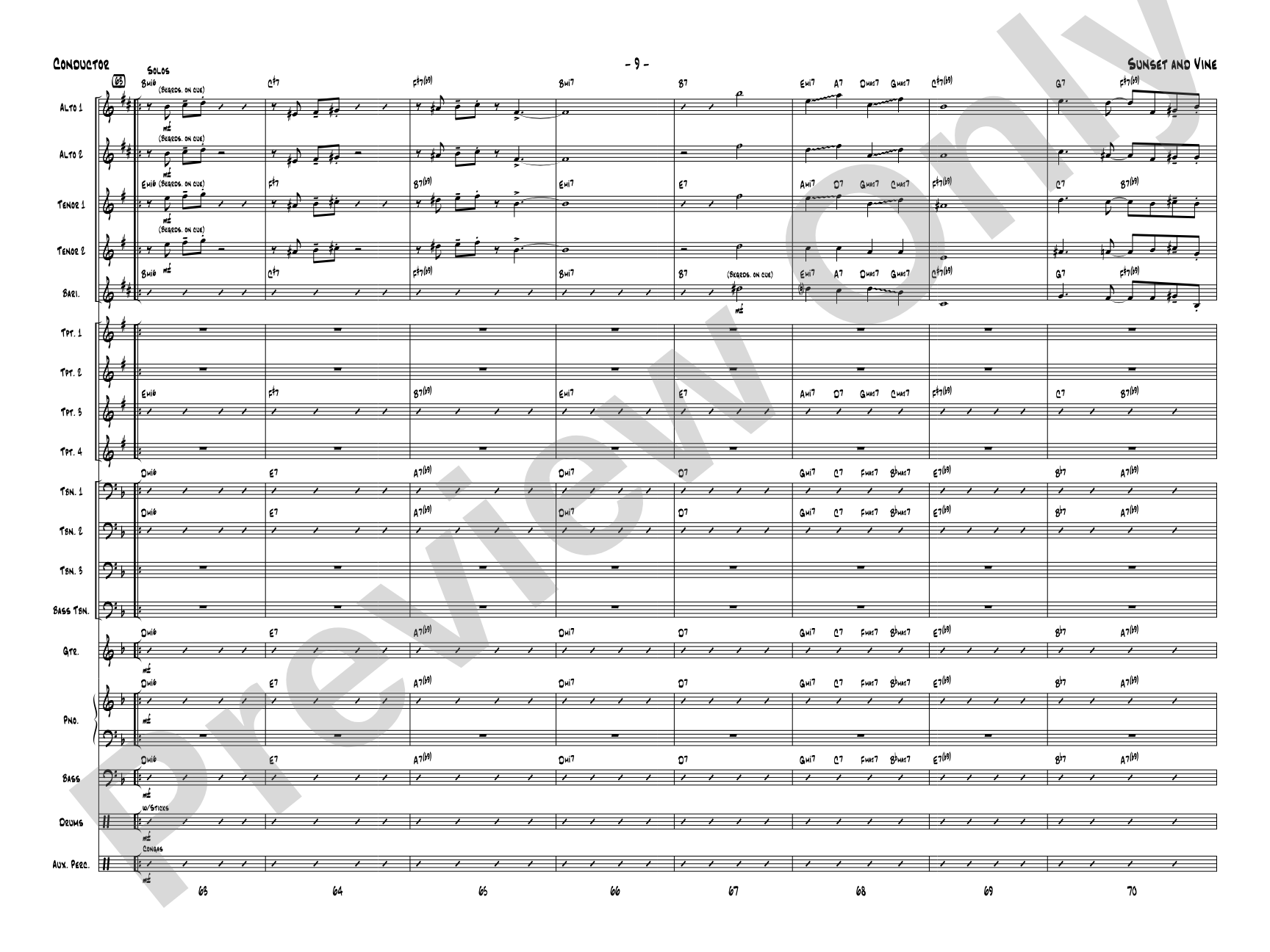 Sunset and Vine: Jazz Ensemble Conductor Score & Parts