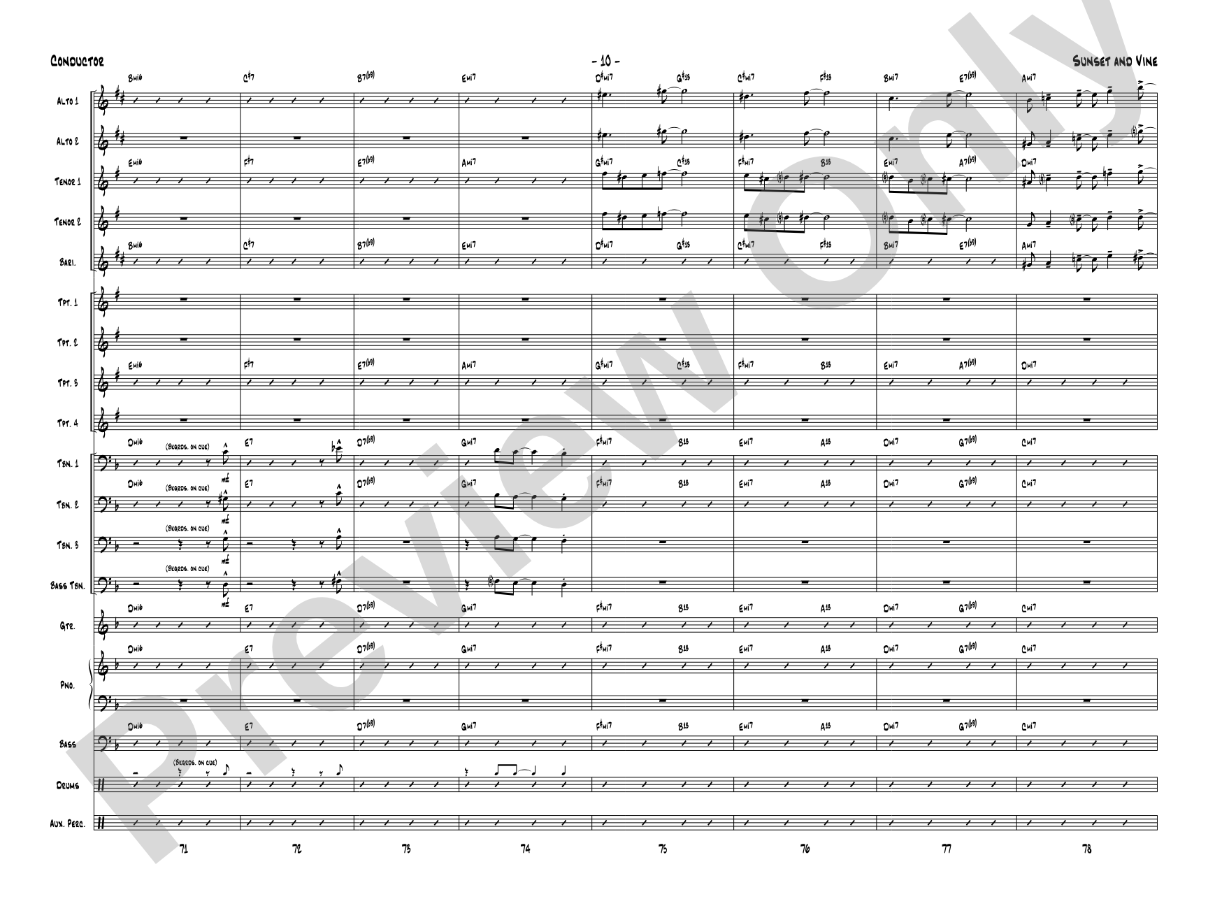 Sunset and Vine: Jazz Ensemble Conductor Score & Parts