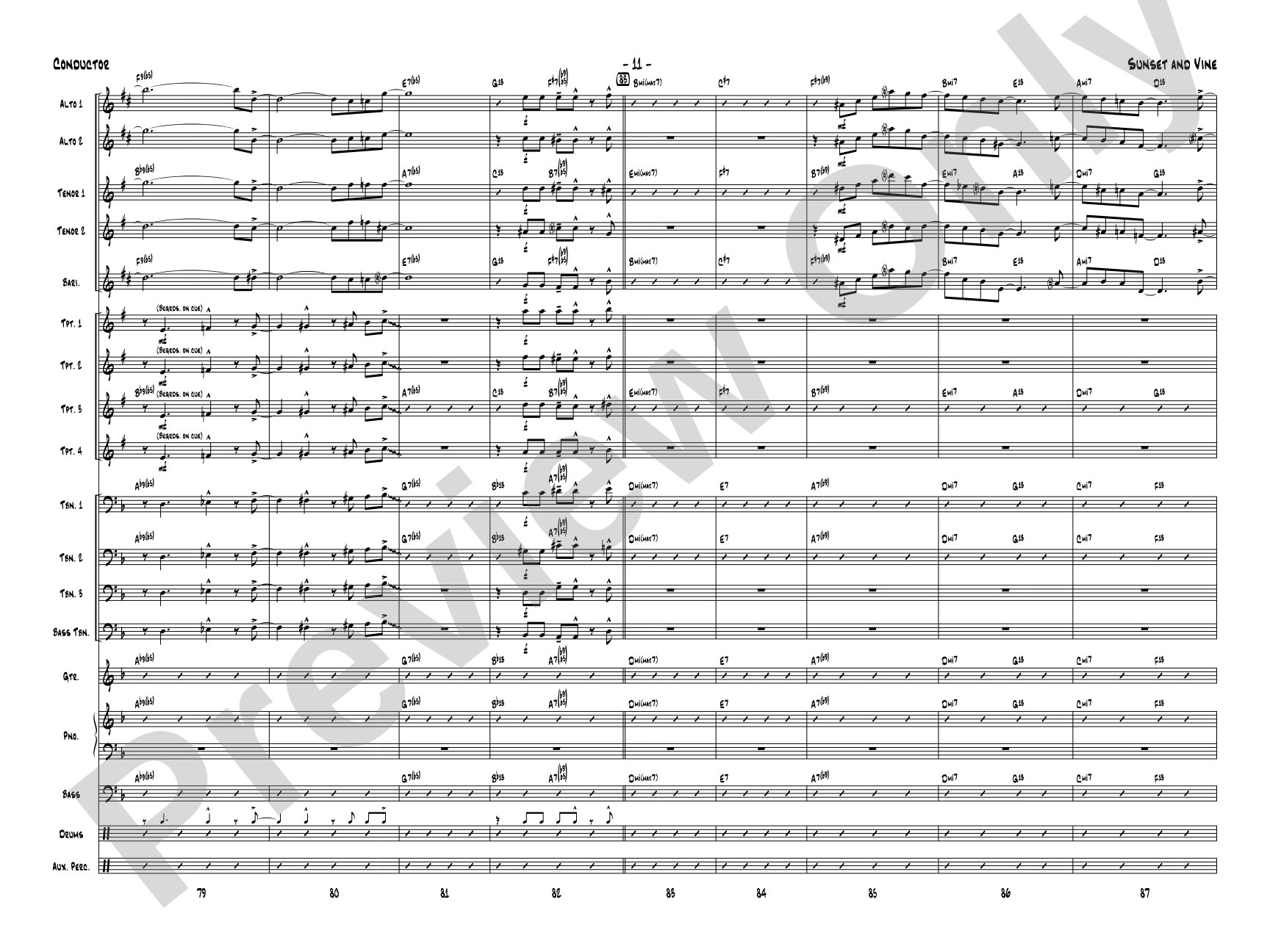 Sunset and Vine: Jazz Ensemble Conductor Score & Parts