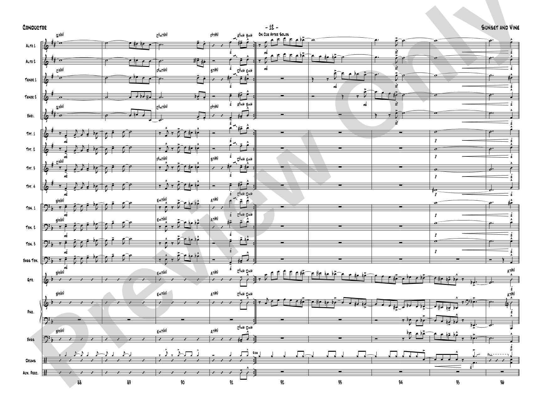 Sunset and Vine: Jazz Ensemble Conductor Score & Parts