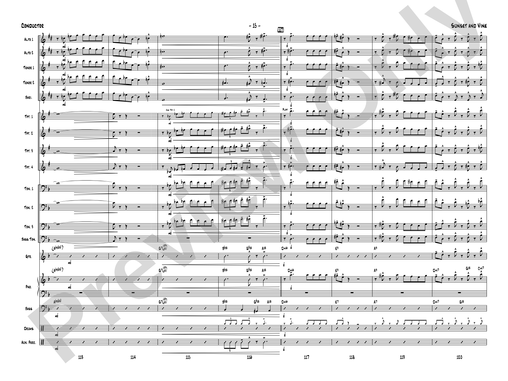 Sunset and Vine: Jazz Ensemble Conductor Score & Parts