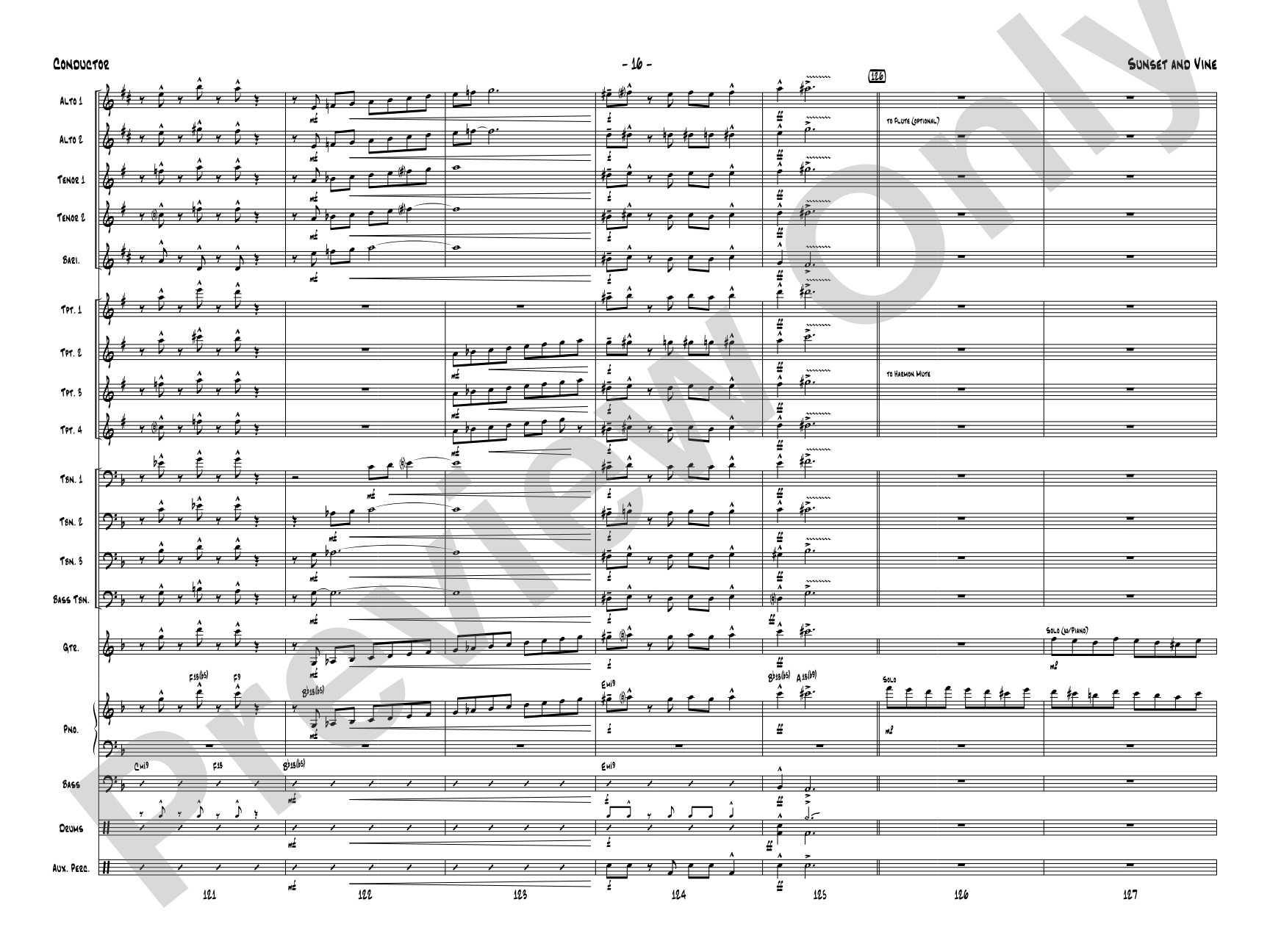 Sunset and Vine: Jazz Ensemble Conductor Score & Parts