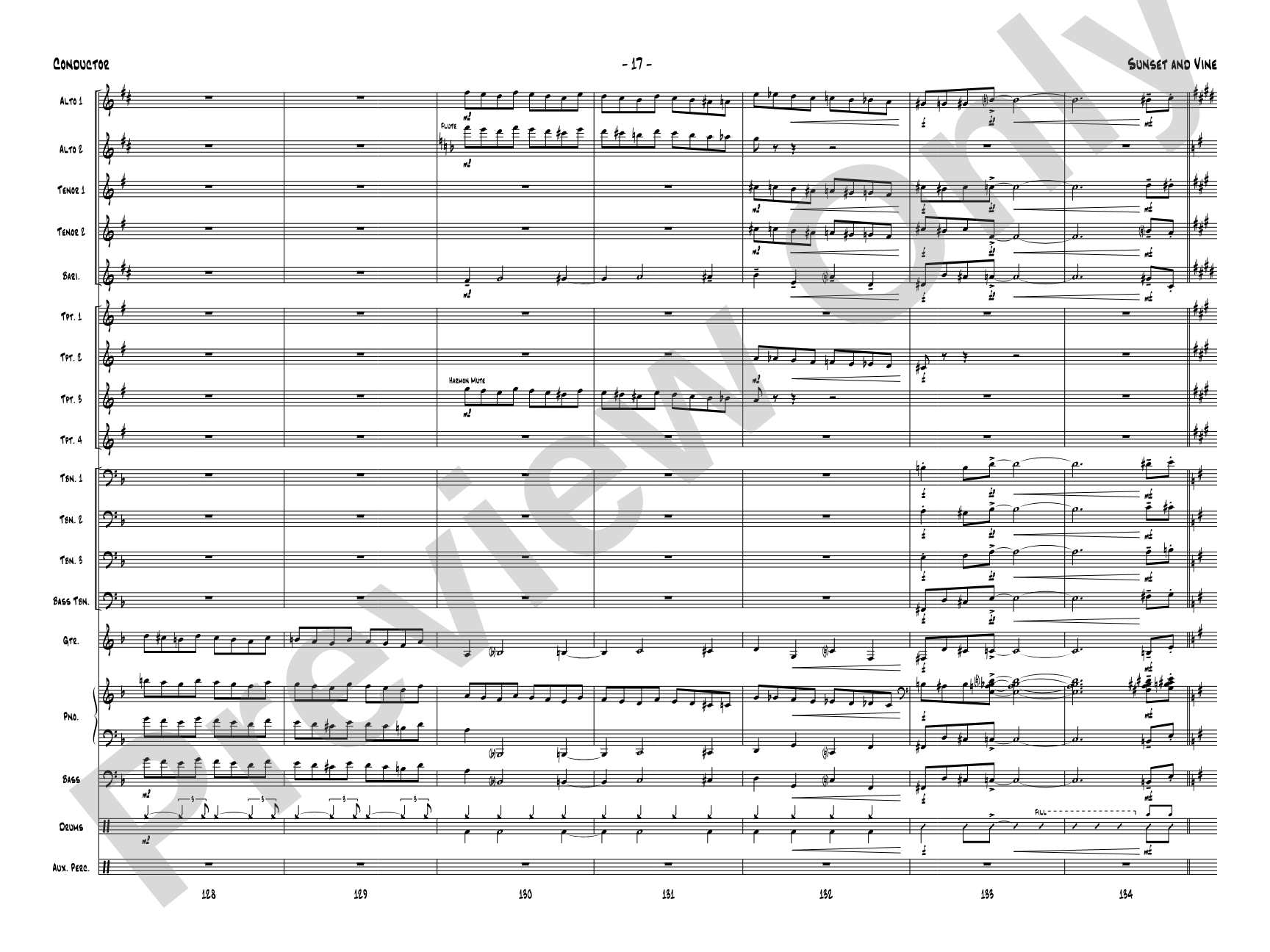 Sunset and Vine: Jazz Ensemble Conductor Score & Parts