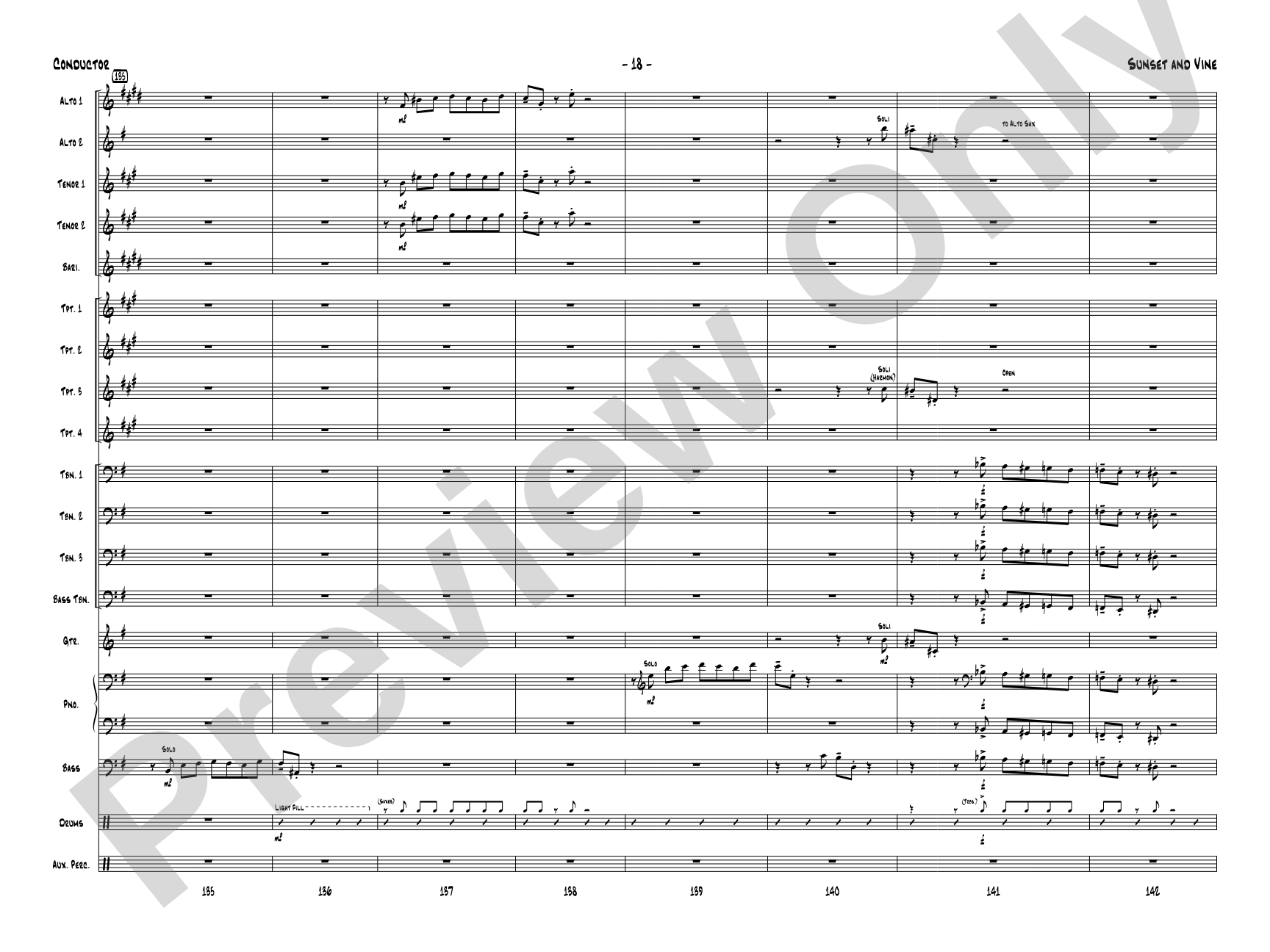 Sunset and Vine: Jazz Ensemble Conductor Score & Parts