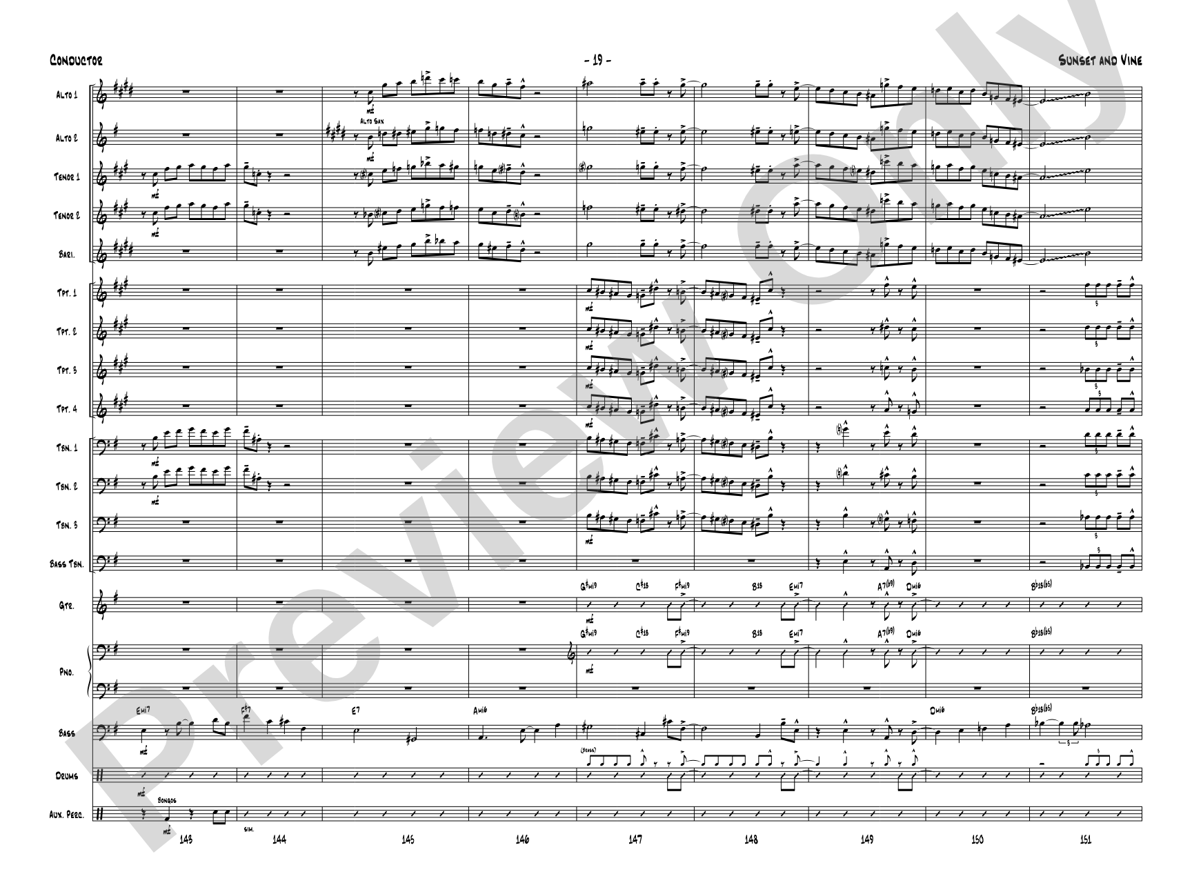 Sunset and Vine: Jazz Ensemble Conductor Score & Parts