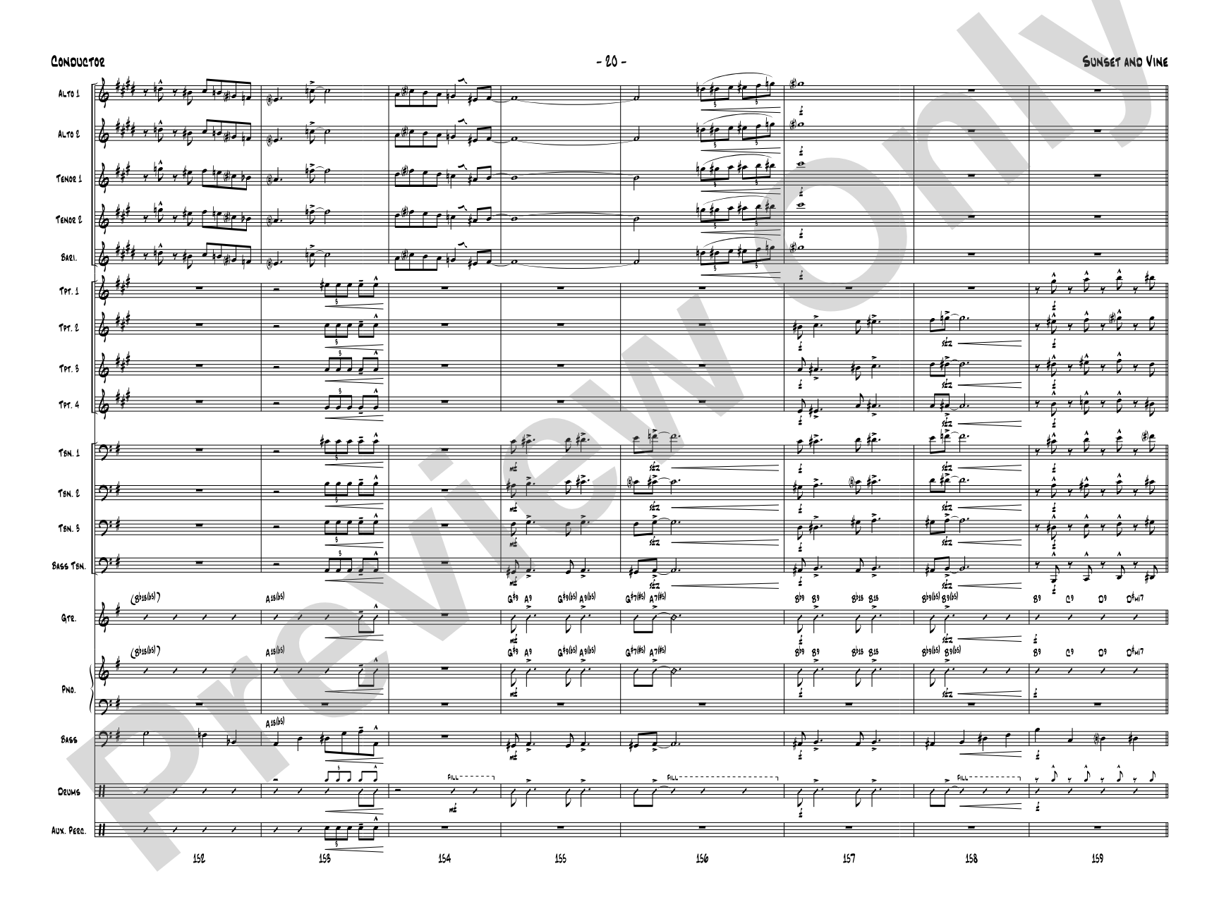 Sunset and Vine: Jazz Ensemble Conductor Score & Parts
