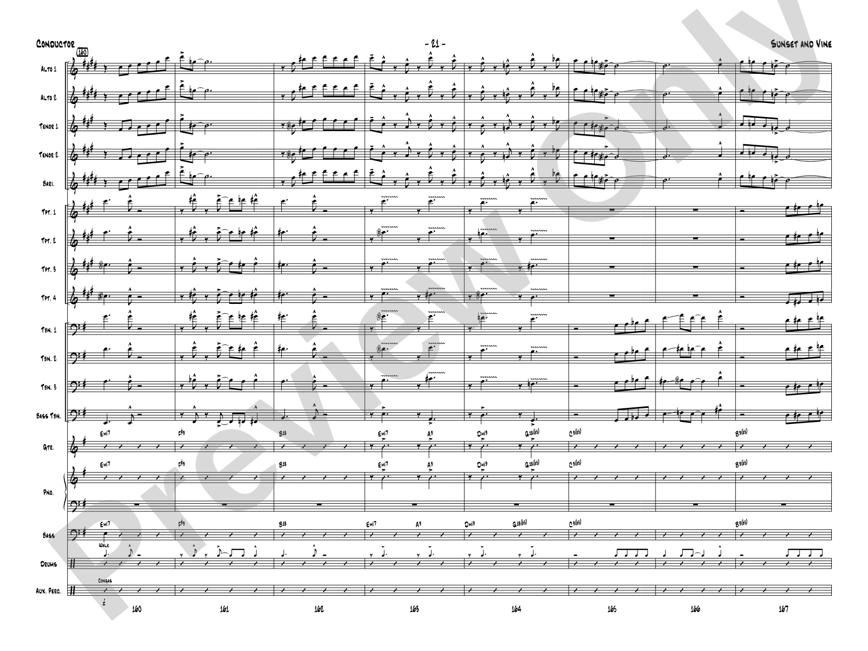Sunset and Vine: Jazz Ensemble Conductor Score & Parts
