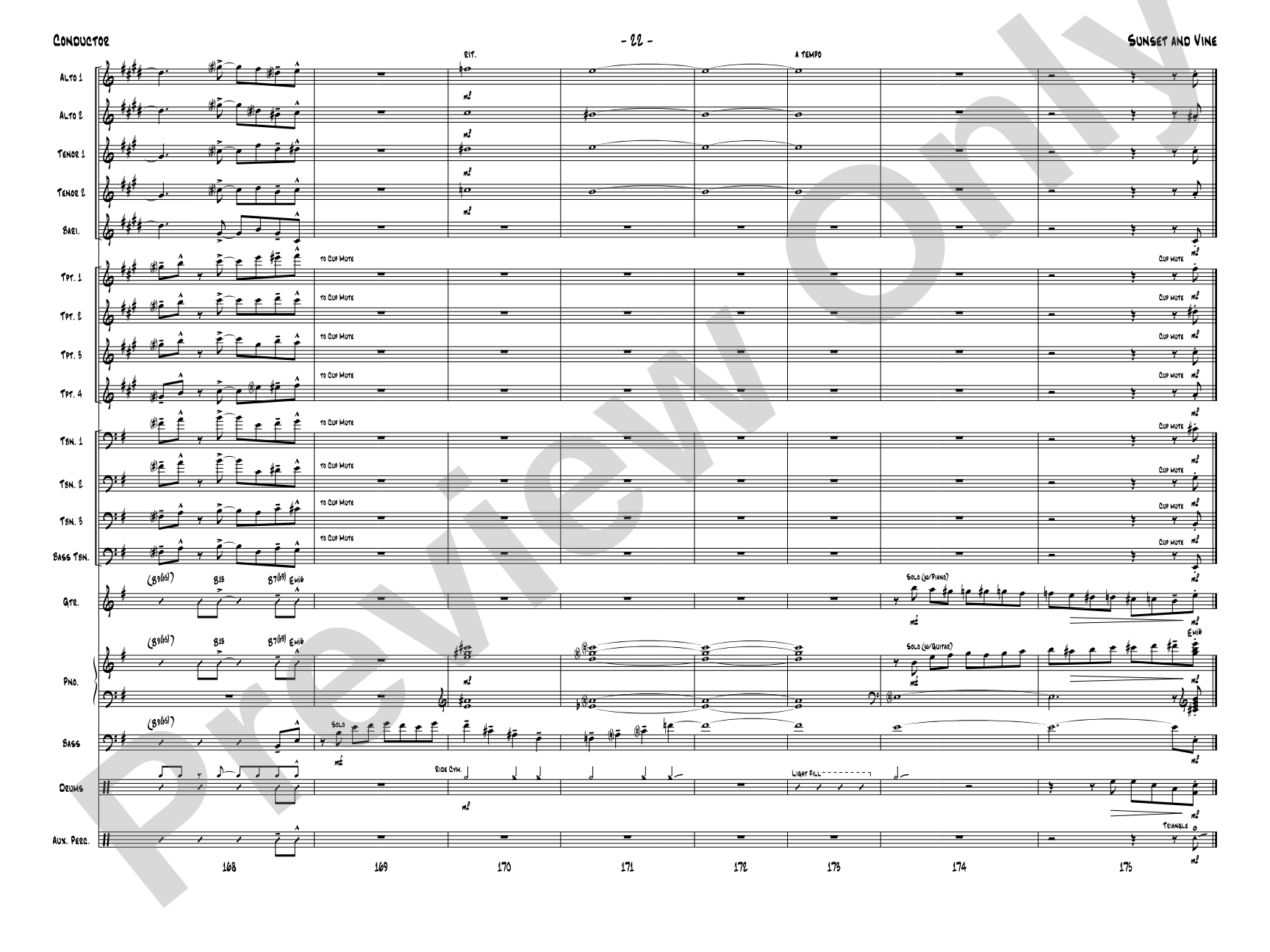 Sunset and Vine: Jazz Ensemble Conductor Score & Parts