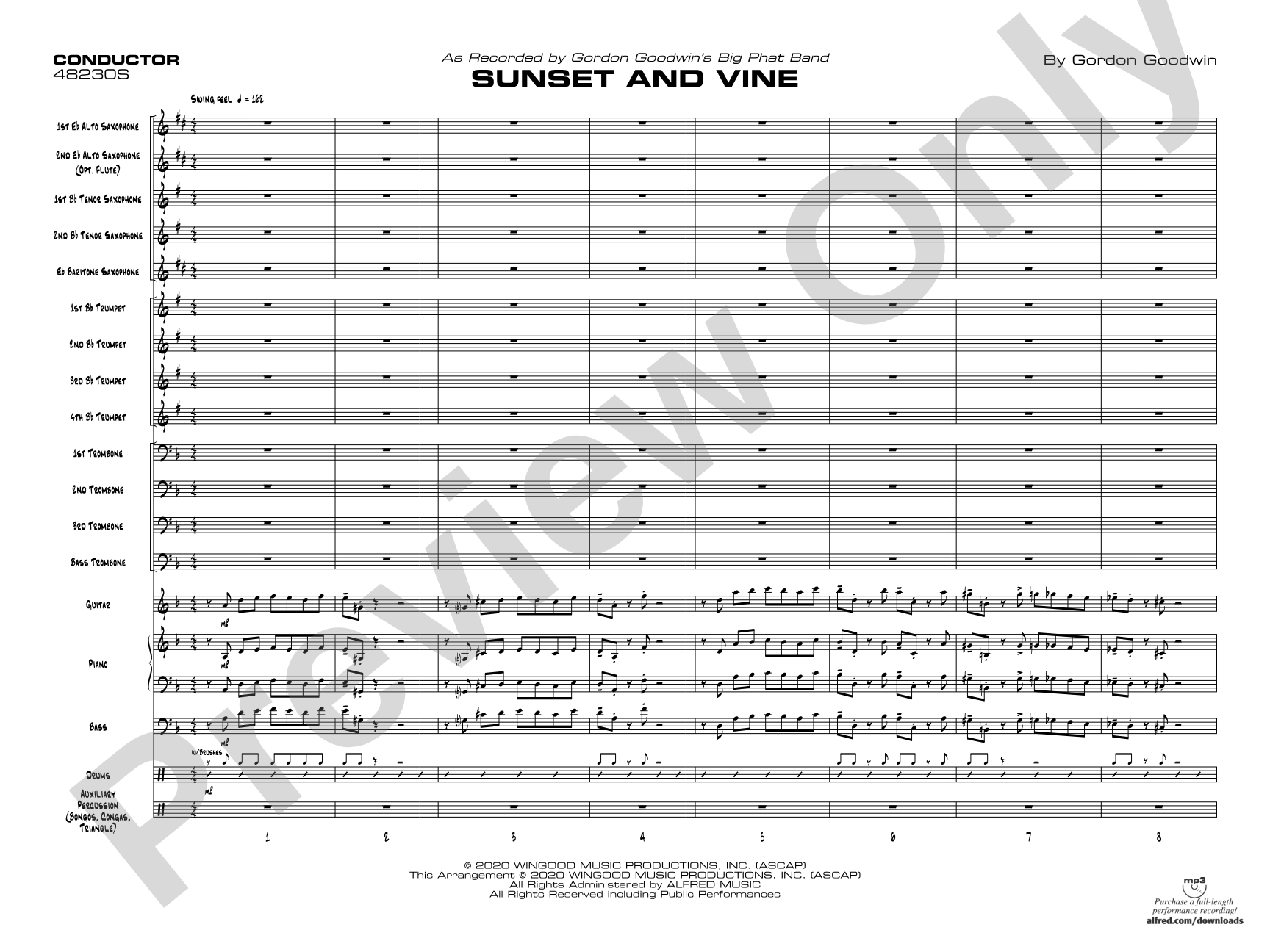 Sunset and Vine: Jazz Ensemble Conductor Score & Parts