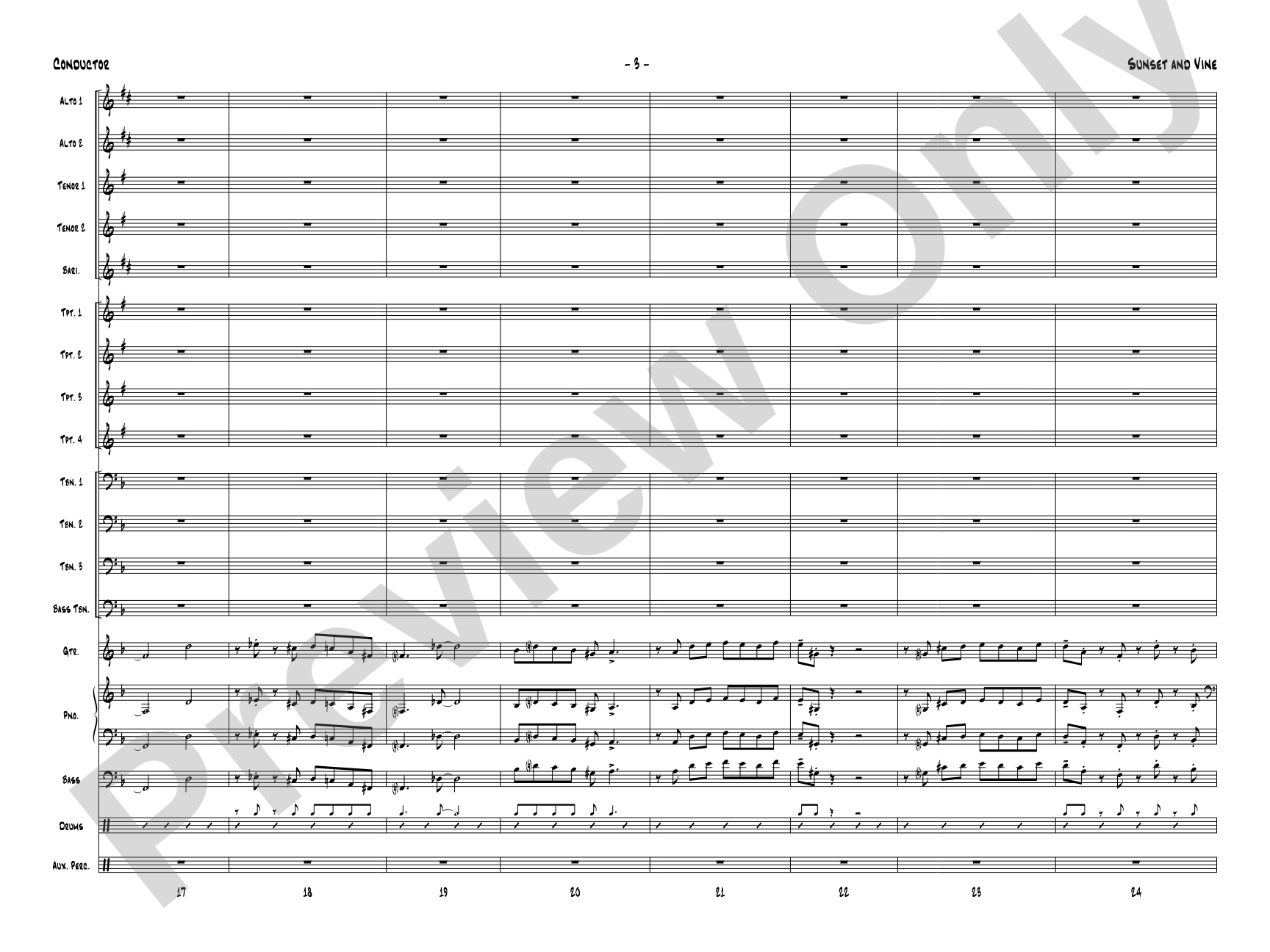 Sunset and Vine: Jazz Ensemble Conductor Score & Parts