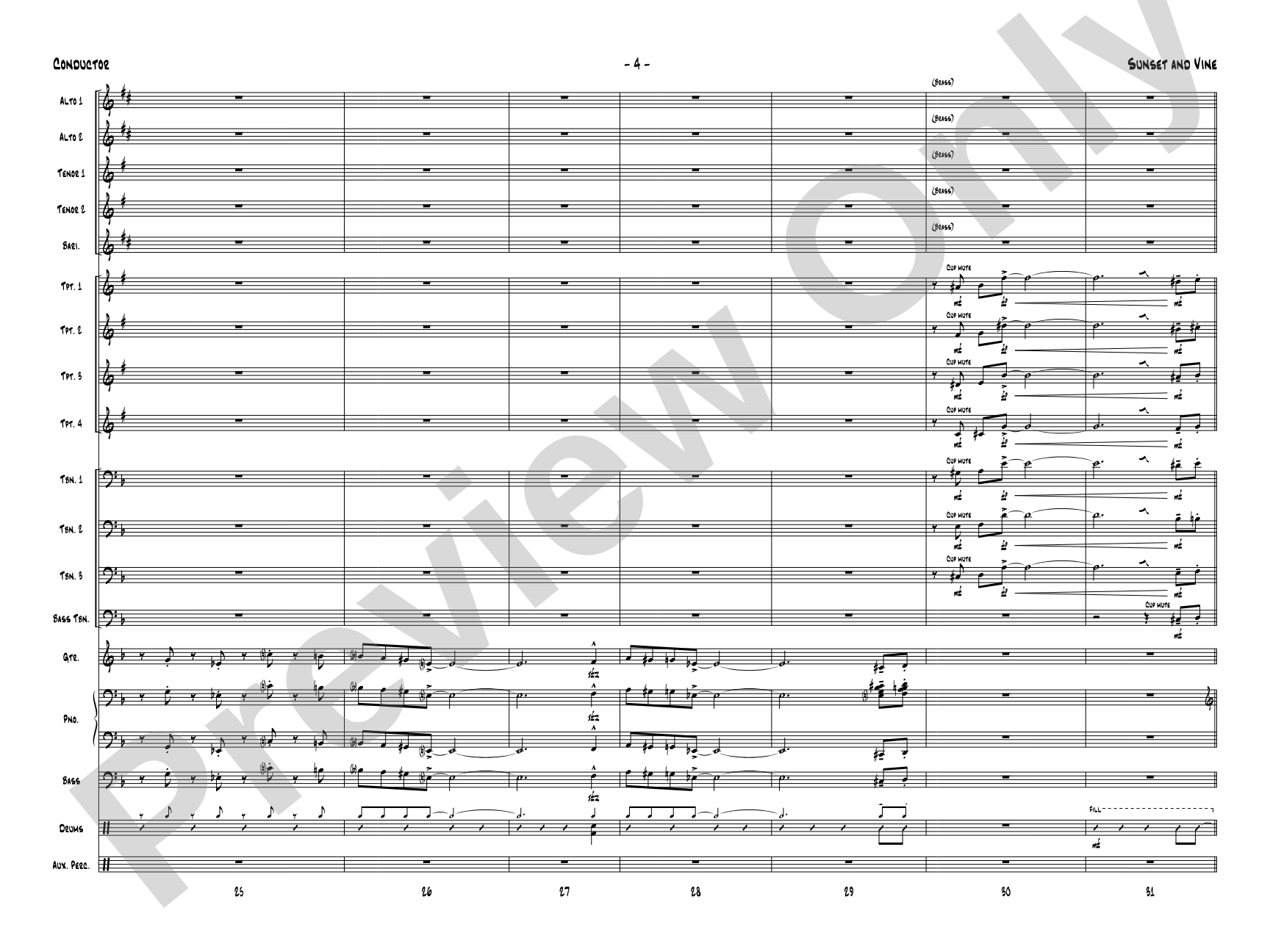 Sunset and Vine: Jazz Ensemble Conductor Score & Parts