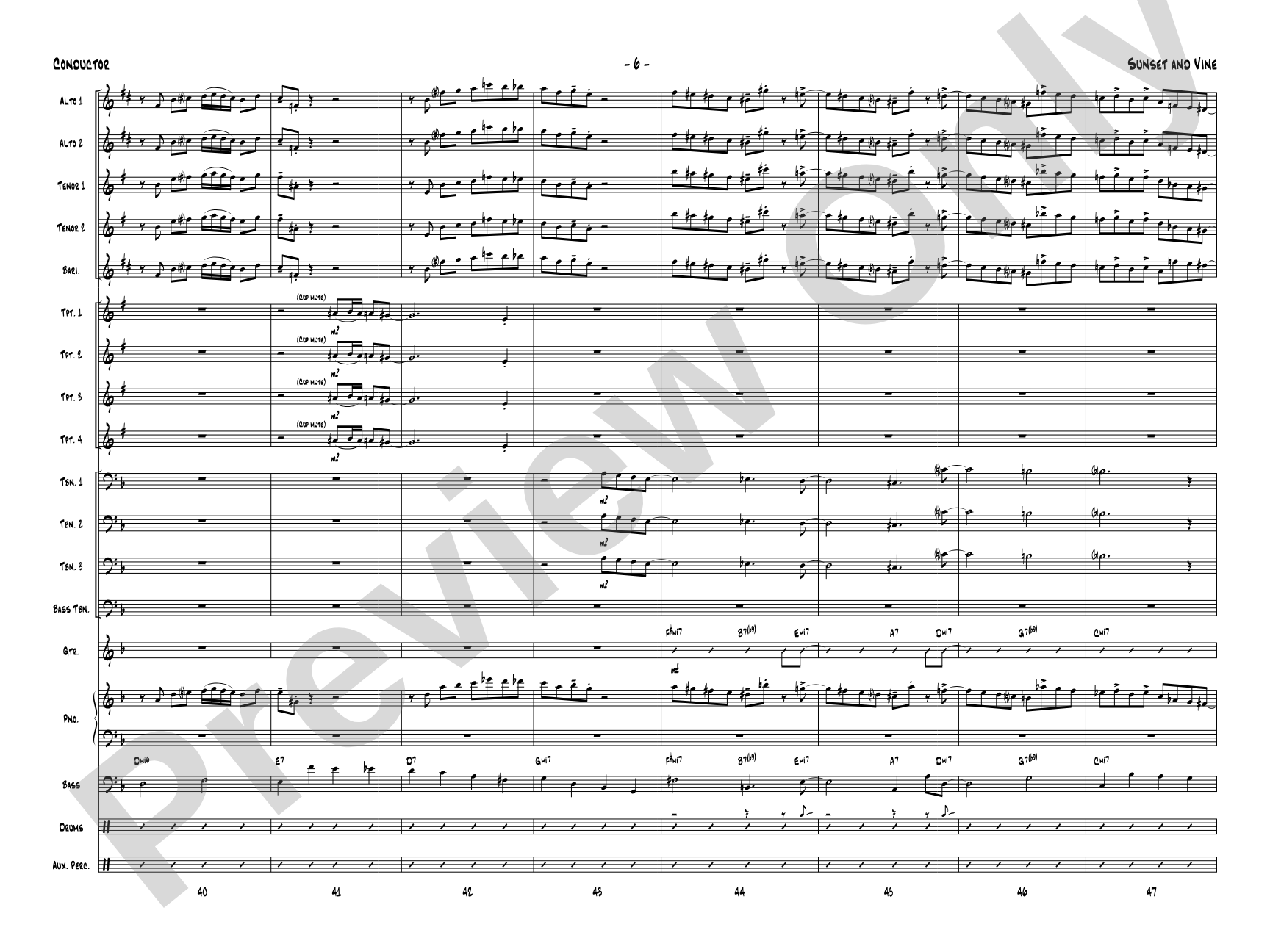 Sunset and Vine: Jazz Ensemble Conductor Score & Parts