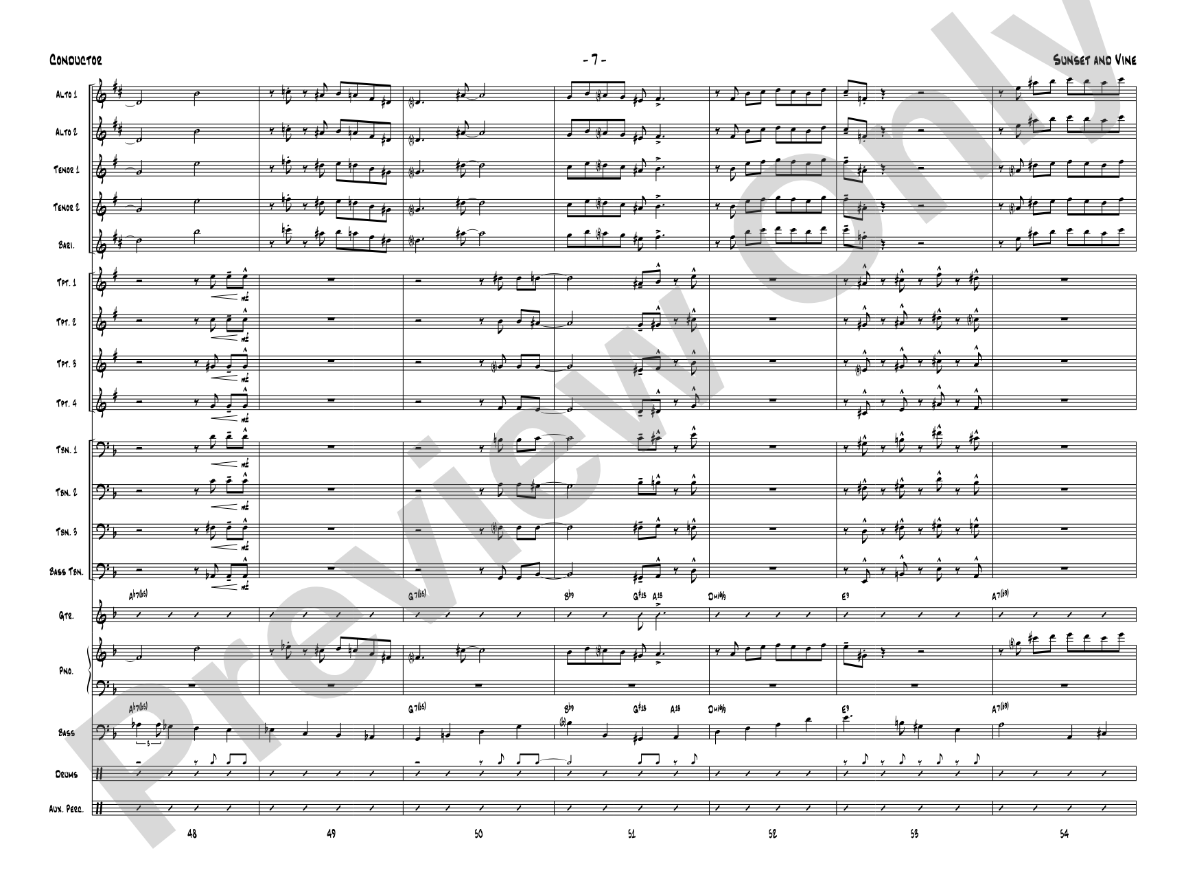 Sunset and Vine: Jazz Ensemble Conductor Score & Parts